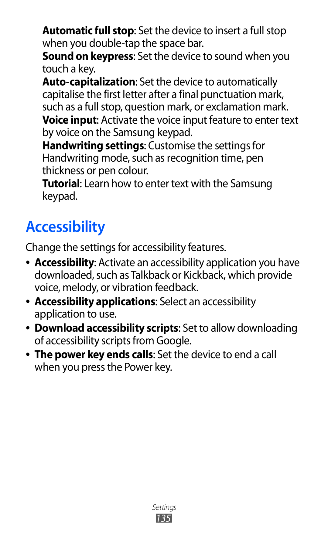 Samsung GT-P6800LSAXEV, GT-P6800LSAJED, GT-P6800LSAEGY manual Accessibility applications Select an accessibility 