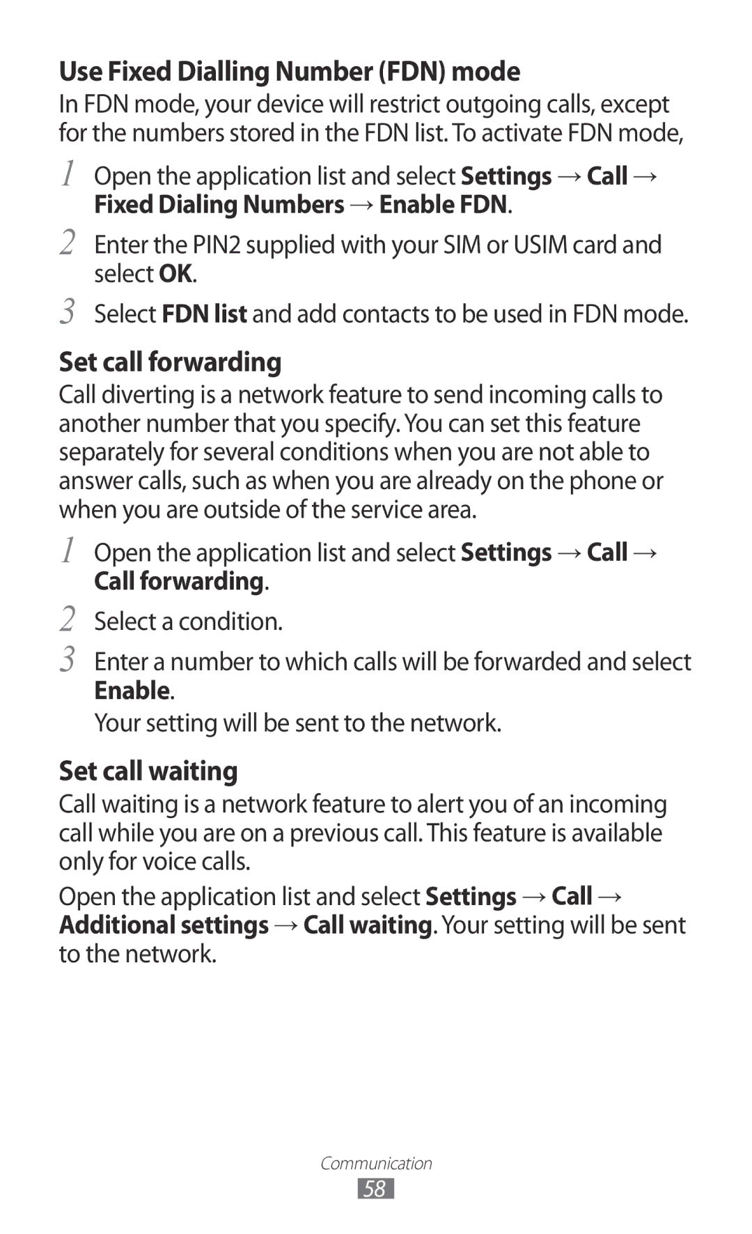 Samsung GT-P6800LSAXSG, GT-P6800LSAJED, GT-P6800LSAEGY, GT-P6800LSATUN, GT-P6800LSAKCL Use Fixed Dialling Number FDN mode 