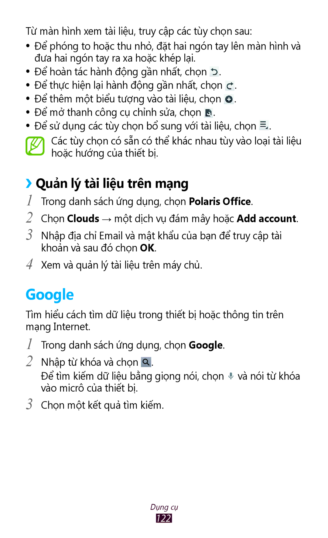 Samsung GT-P6800LSAXXV, GT-P6800LSAXEV manual Google, ››Quản lý tài liệu trên mạng 