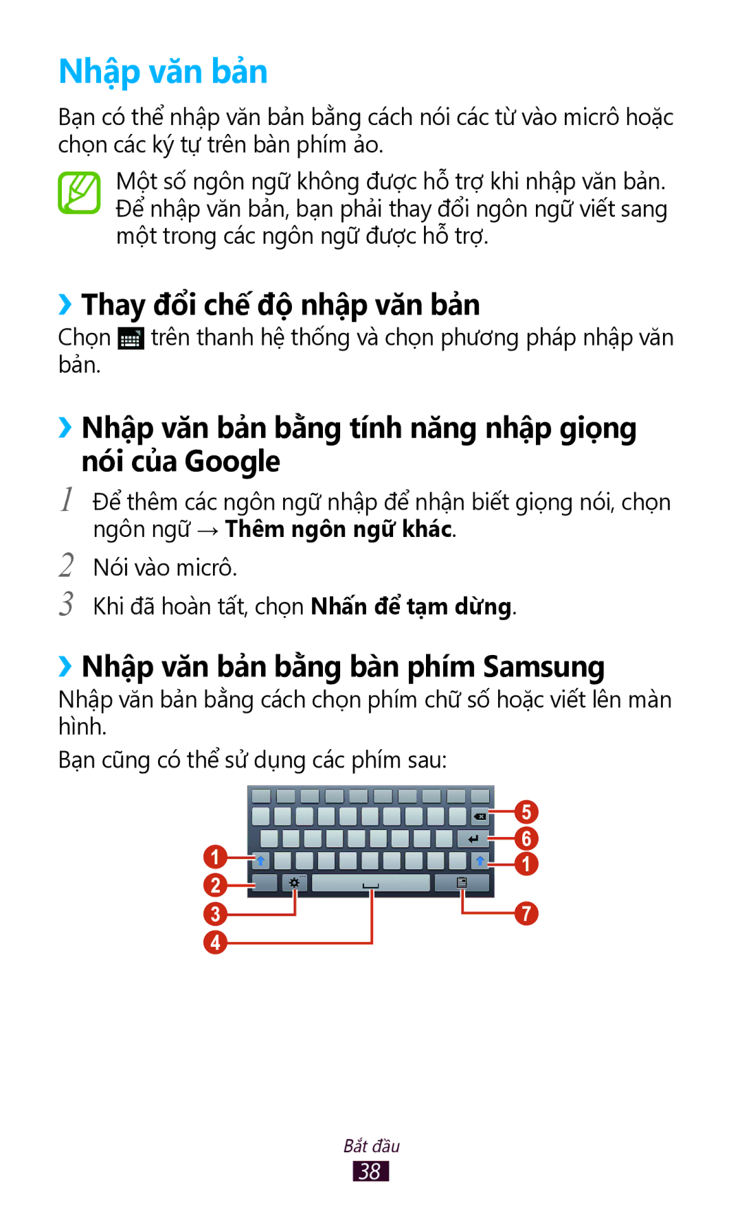 Samsung GT-P6800LSAXXV, GT-P6800LSAXEV manual ››Thay đổi chế độ nhập văn bản, ››Nhập văn bản bằng bàn phím Samsung 