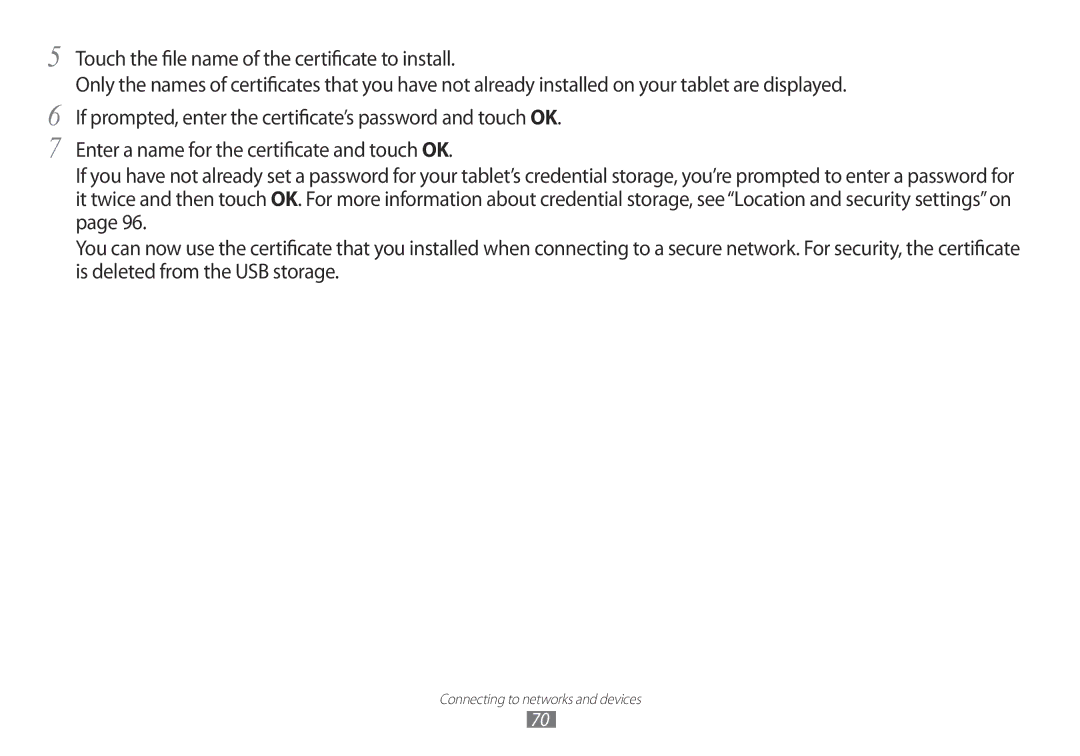 Samsung GT-P7100 user manual Connecting to networks and devices 