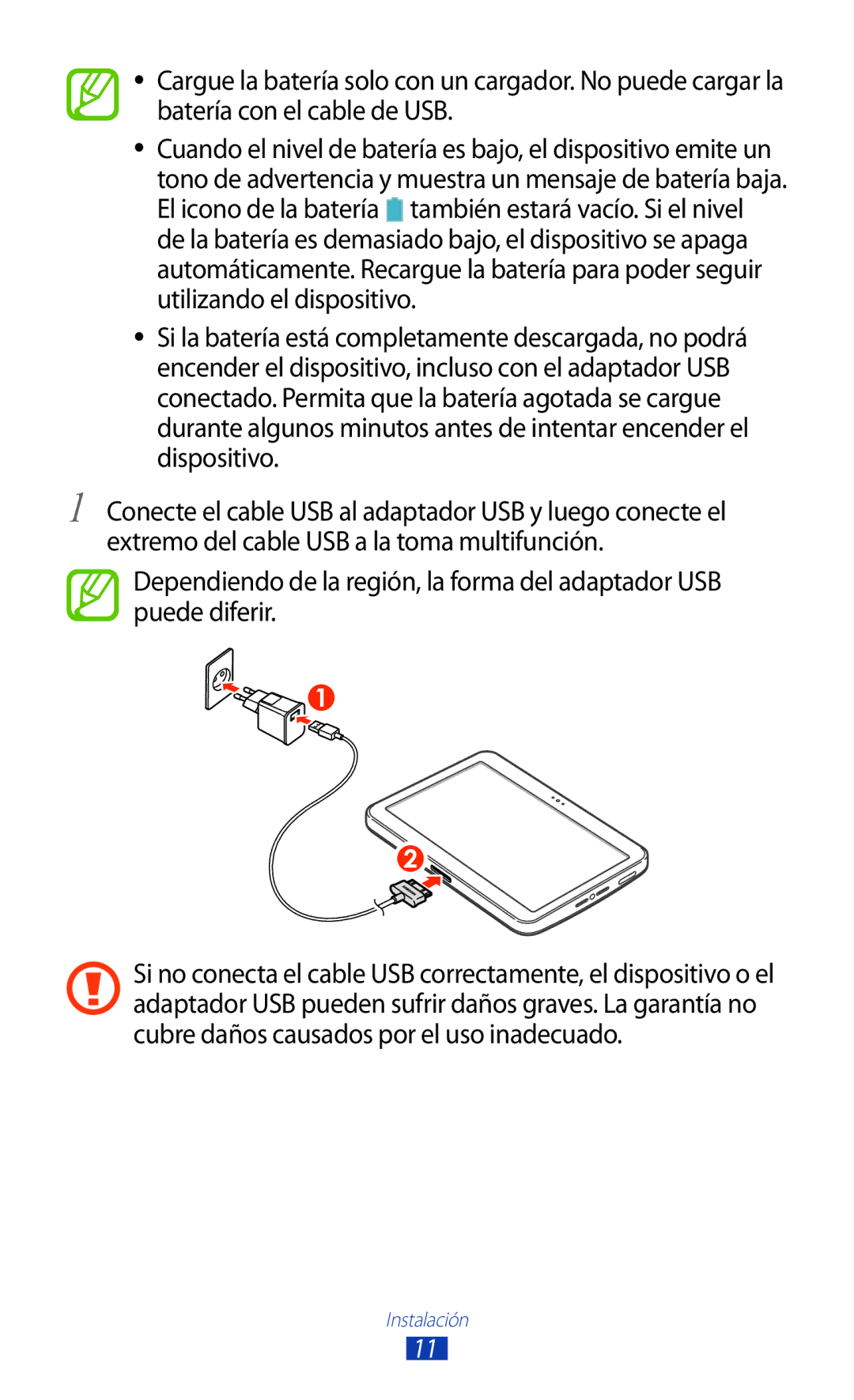 Samsung GT-P7100MSATCL, GT-P7100MSAATL, GT-P7100MSAFOP manual Instalación 