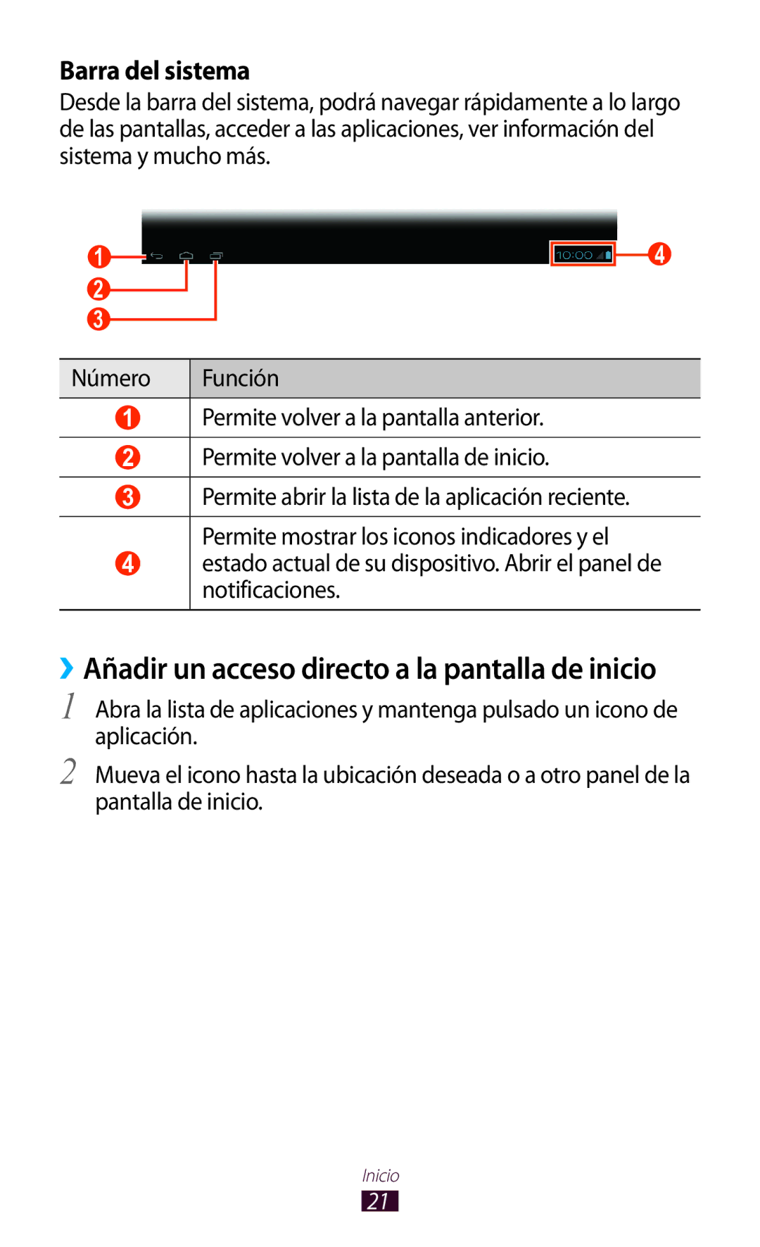 Samsung GT-P7100MSAATL, GT-P7100MSAFOP, GT-P7100MSATCL manual ››Añadir un acceso directo a la pantalla de inicio 