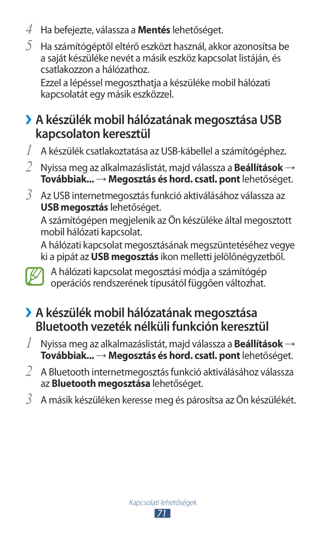 Samsung GT-P7100MSAVGR, GT-P7100MSAMTL, GT-P7100MSACNX manual Másik készüléken keresse meg és párosítsa az Ön készülékét 