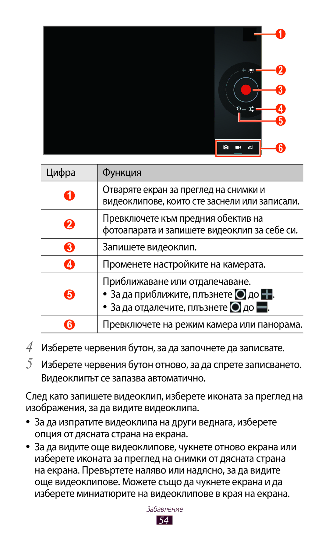 Samsung GT-P7100MSAMTL manual Цифра Функция, Запишете видеоклип 