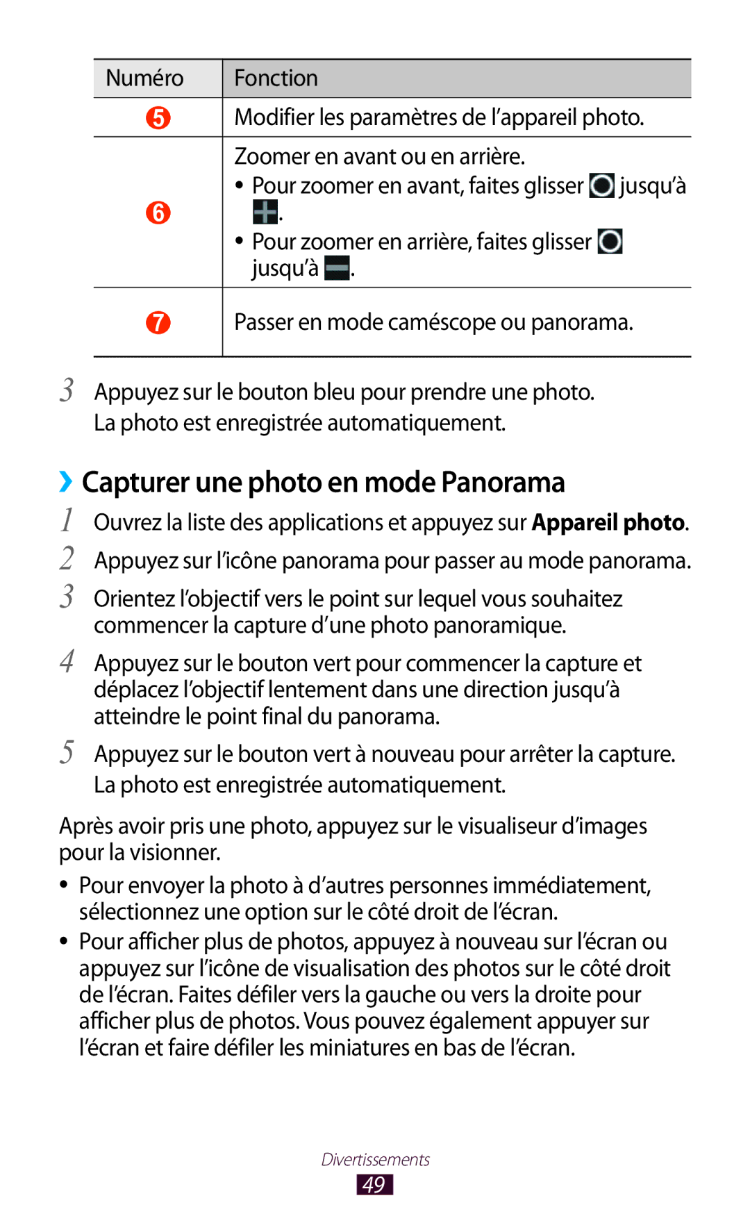 Samsung GT-P7100MSAMTL manual ››Capturer une photo en mode Panorama 