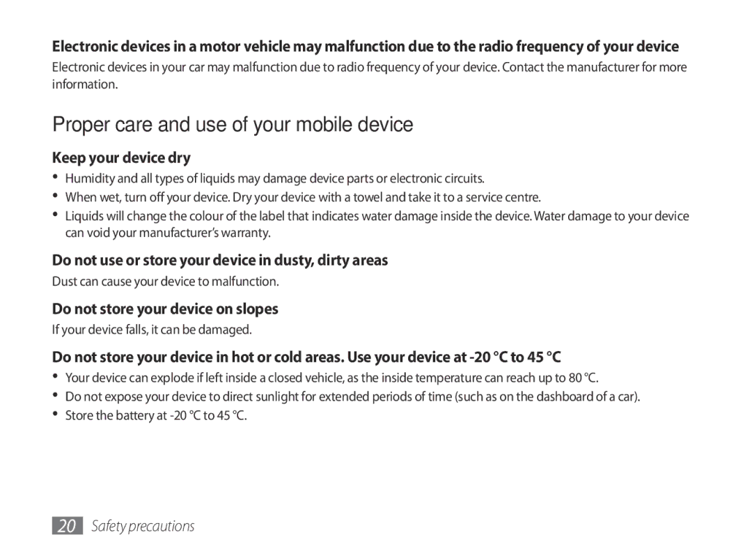 Samsung GT-P7100MSASFR, GT-P7100MSAVD2 manual Keep your device dry, Do not use or store your device in dusty, dirty areas 