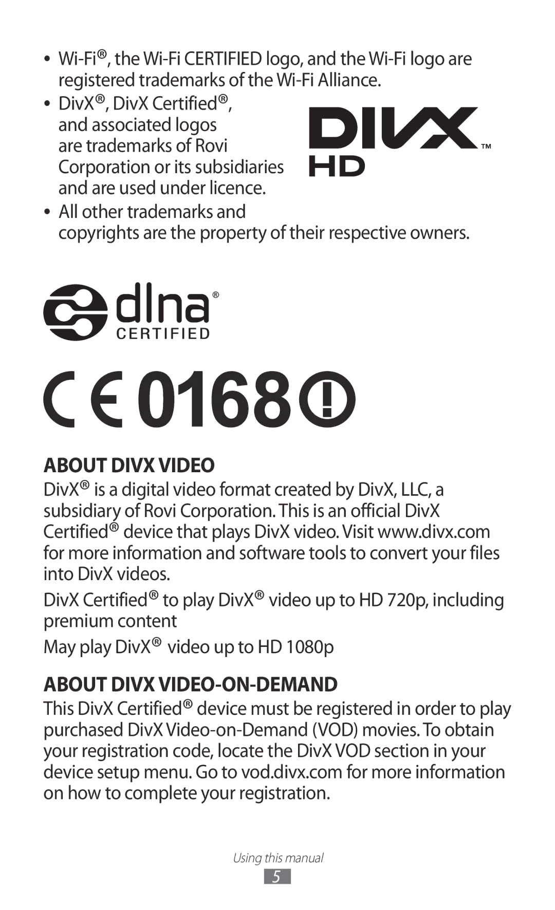 Samsung GT-P7300UWATHR, GT-P7300FKAARB, GT-P7300FKEJED, GT-P7300UWAAFR, GT-P7300UWABTC manual About Divx VIDEO-ON-DEMAND 