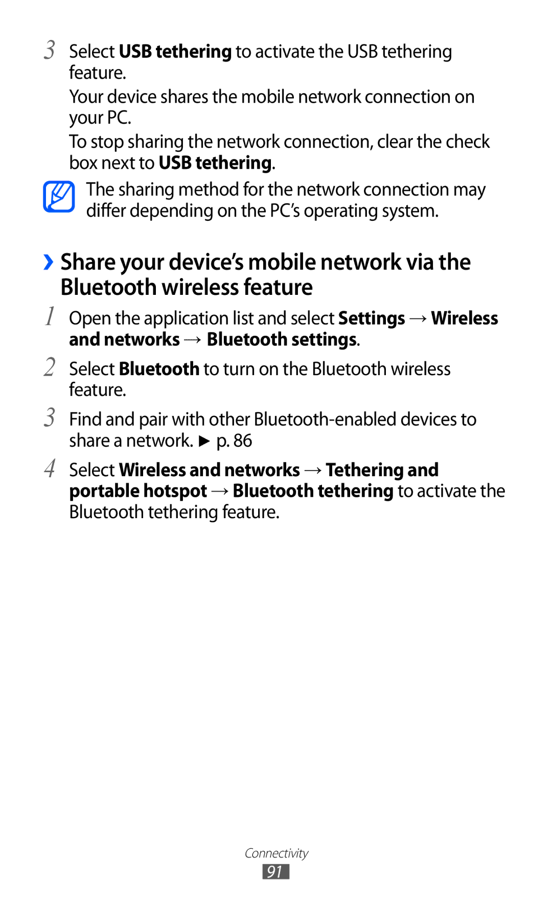 Samsung GT-P7300FKEKSA, GT-P7300FKAARB, GT-P7300FKEJED manual Bluetooth wireless feature, Networks → Bluetooth settings 