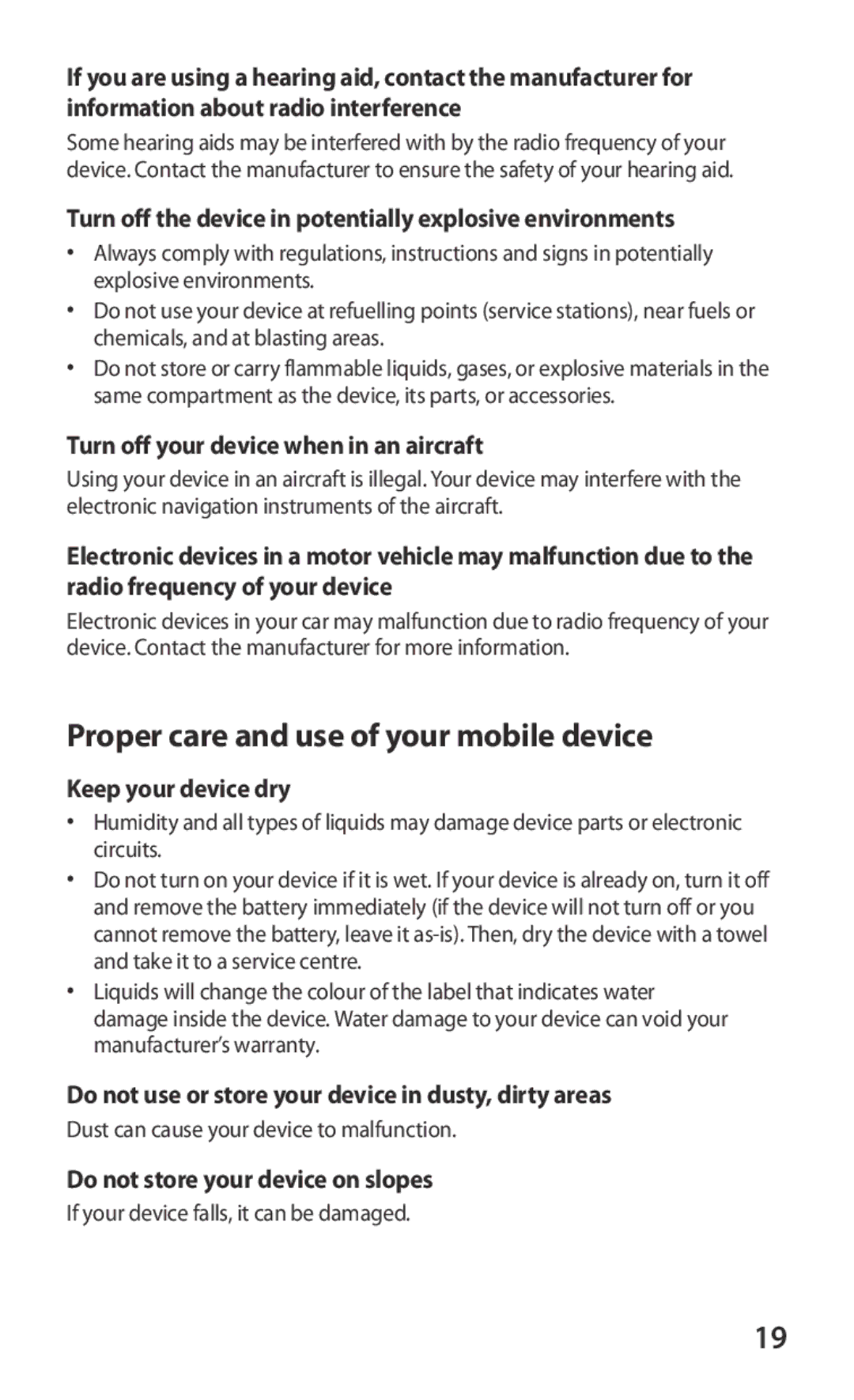 Samsung GT-P7300FKATMC Turn off the device in potentially explosive environments, Turn off your device when in an aircraft 