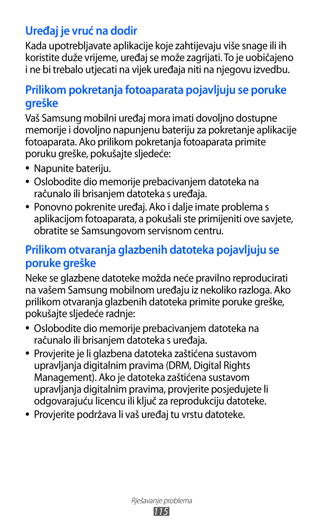 Samsung GT-P7300FKACRO, GT-P7300FKATRA manual Napunite bateriju, Provjerite podržava li vaš uređaj tu vrstu datoteke 