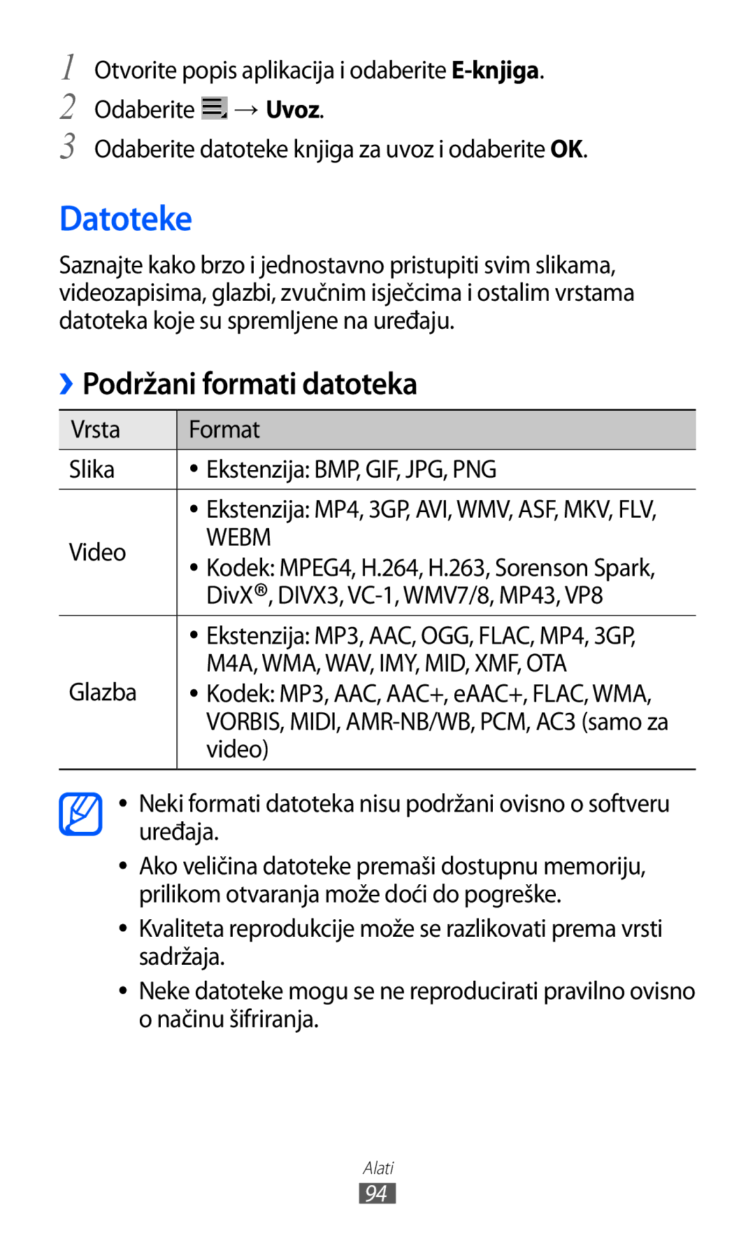 Samsung GT-P7300FKACRO, GT-P7300FKATRA, GT-P7300FKATWO manual Datoteke, Glazba 