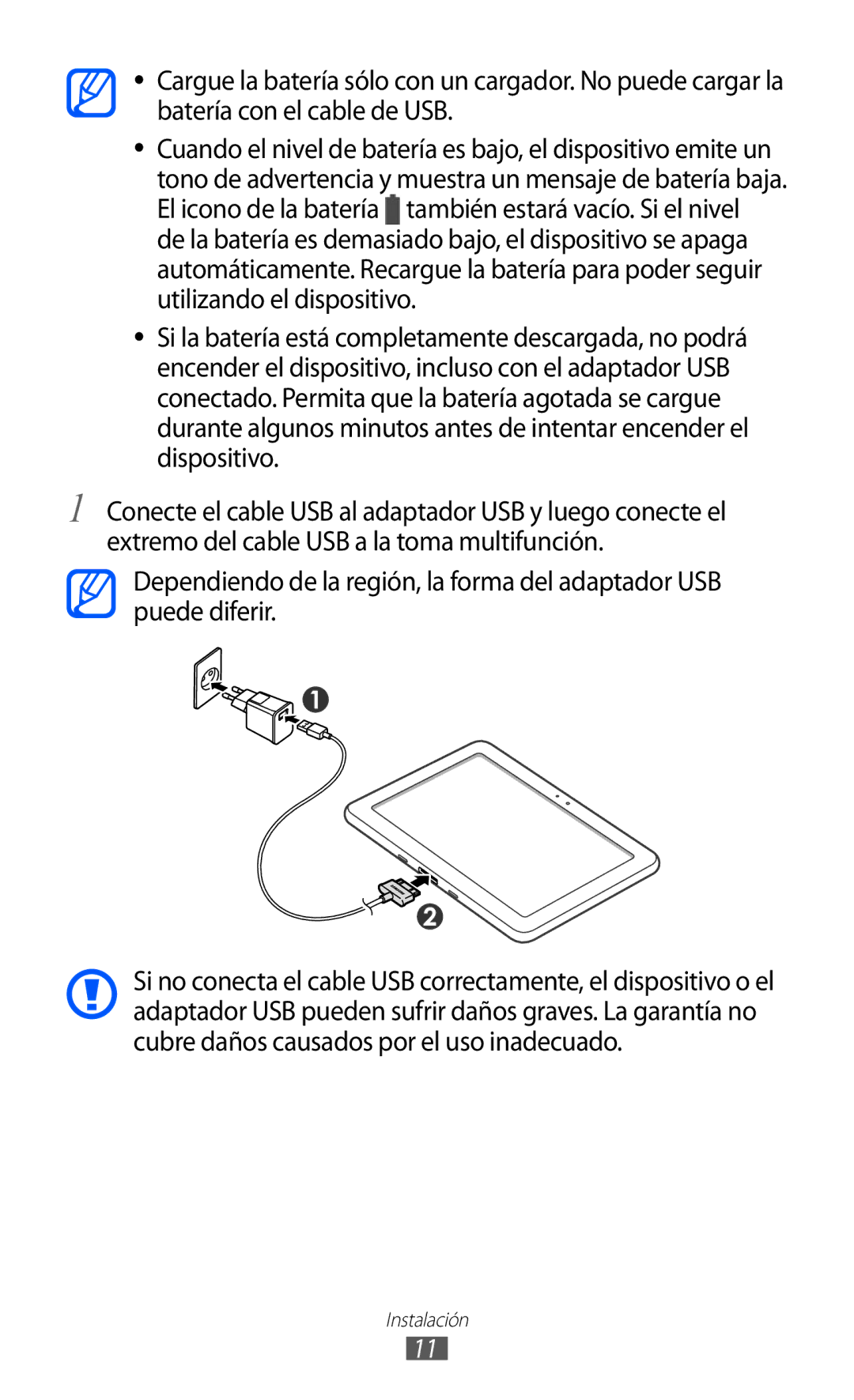 Samsung GT-P7300OWAATL, GT-P7300UWAFOP, GT-P7300FKAFOP, GT-P7300FKAATL manual Instalación 