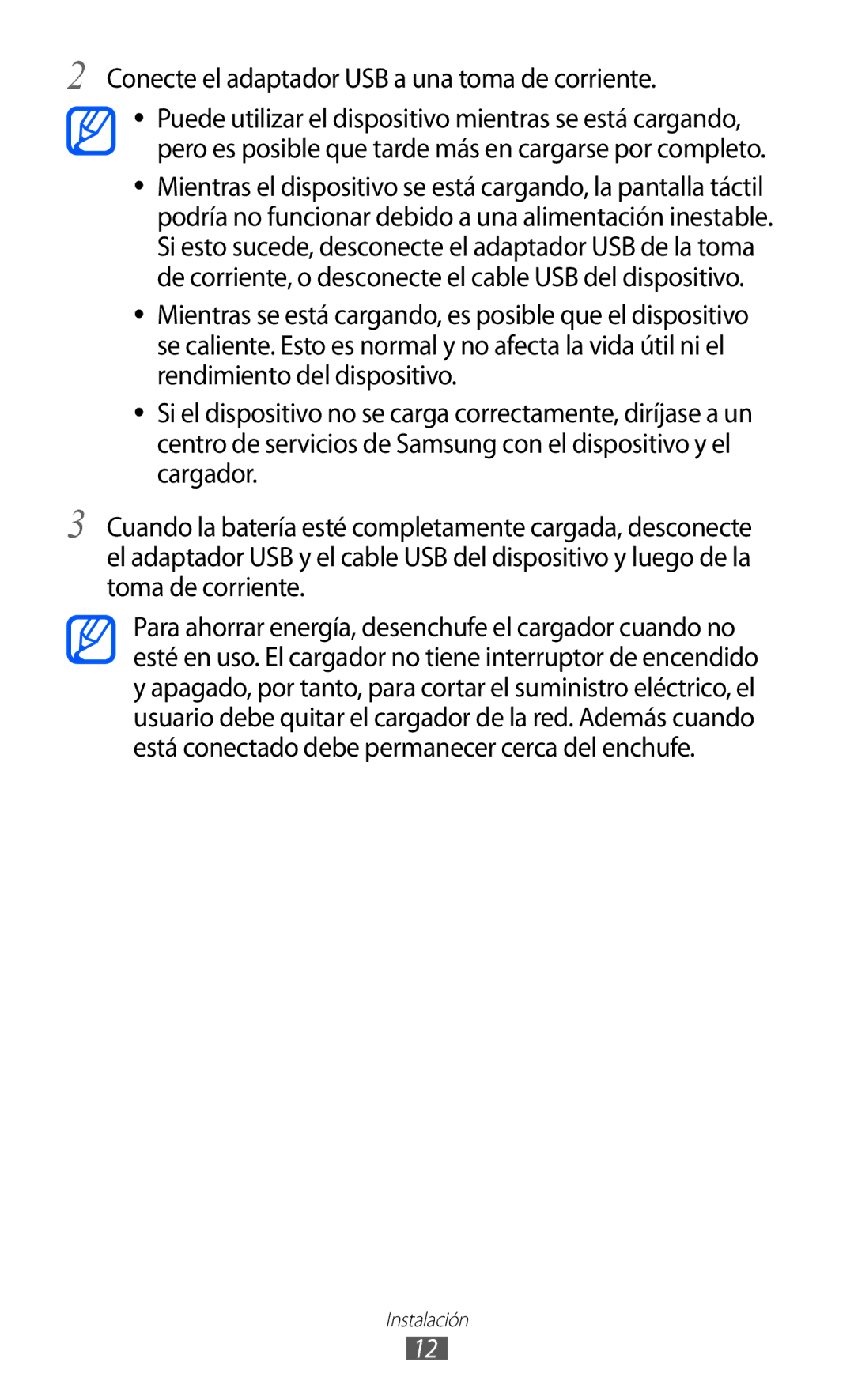 Samsung GT-P7300UWAFOP, GT-P7300FKAFOP, GT-P7300FKAATL, GT-P7300OWAATL manual Conecte el adaptador USB a una toma de corriente 