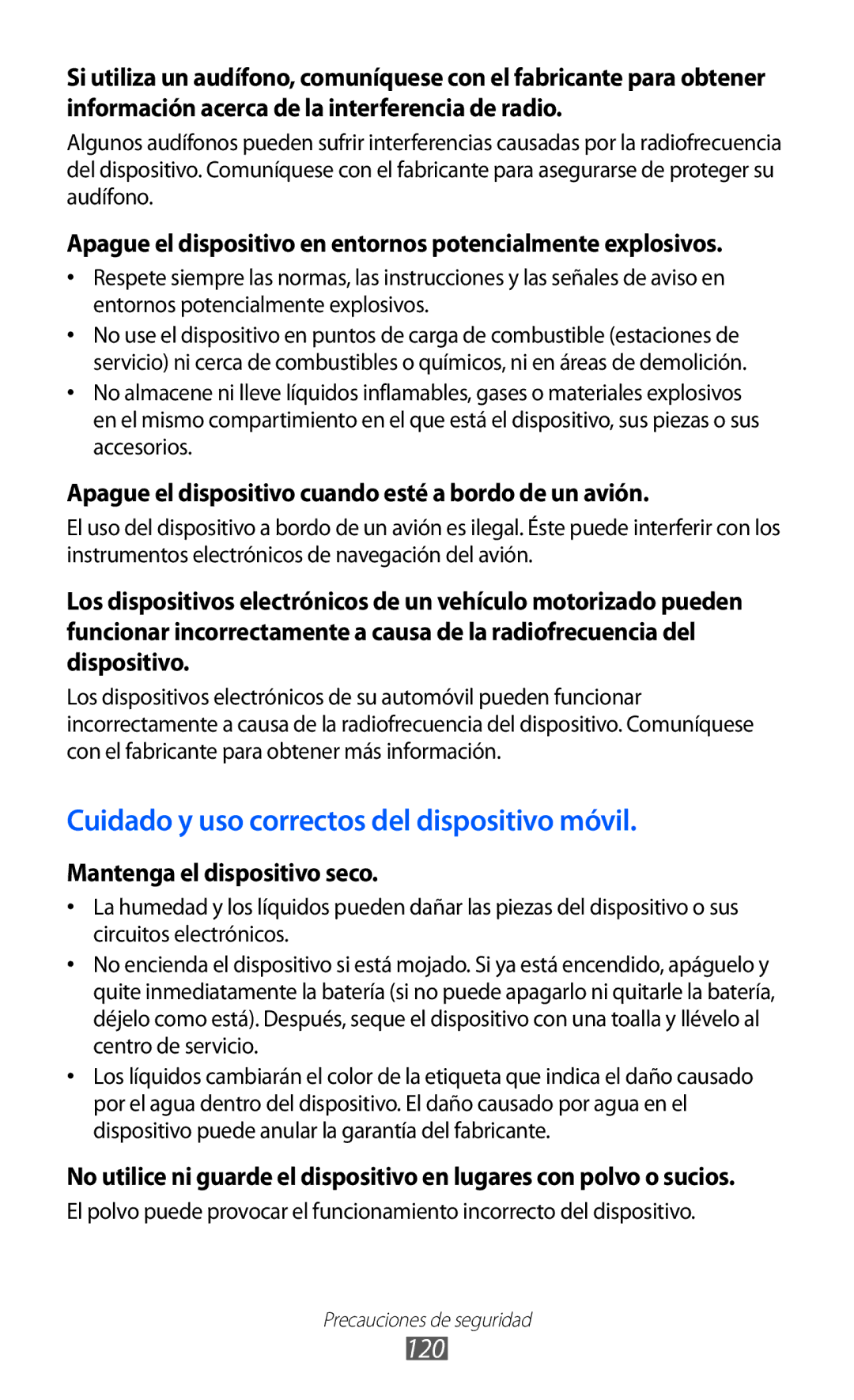 Samsung GT-P7300UWAFOP, GT-P7300FKAFOP, GT-P7300FKAATL 120, Apague el dispositivo en entornos potencialmente explosivos 