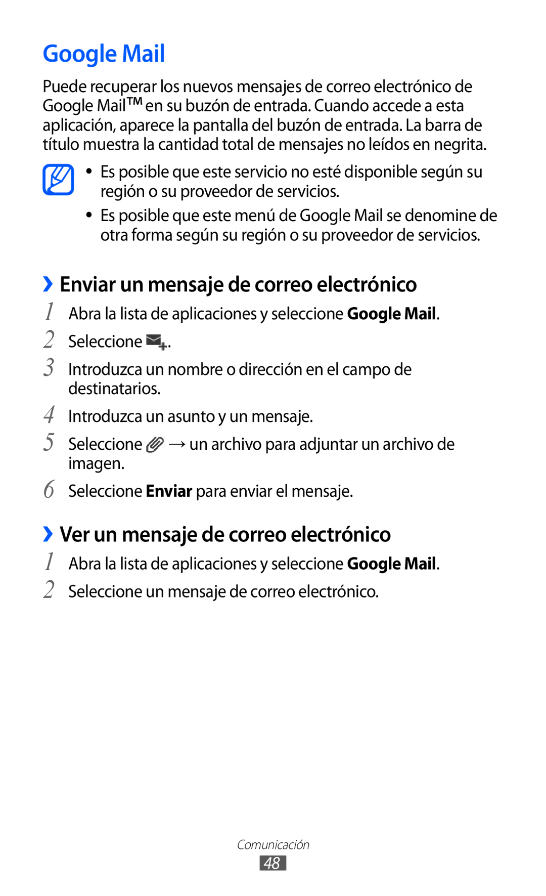 Samsung GT-P7300UWAFOP Google Mail, ››Enviar un mensaje de correo electrónico, ››Ver un mensaje de correo electrónico 