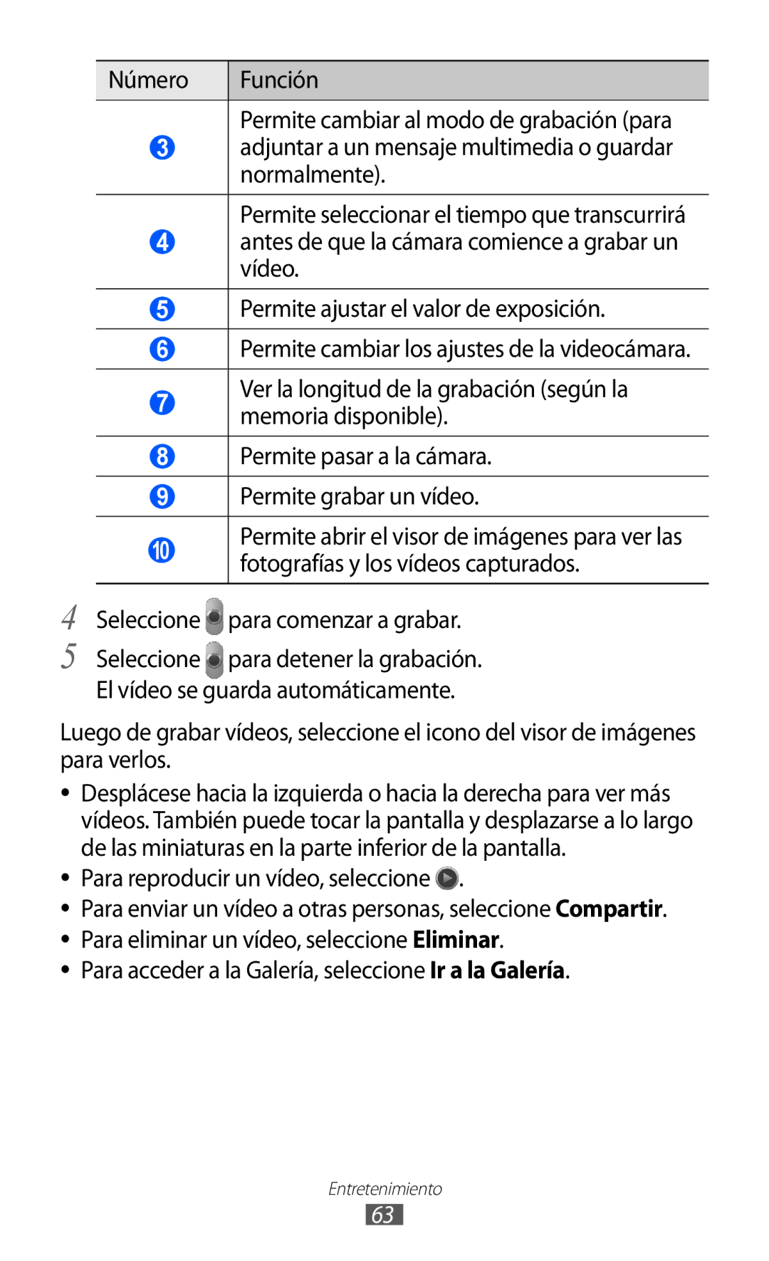 Samsung GT-P7300OWAATL manual Para reproducir un vídeo, seleccione, Para acceder a la Galería, seleccione Ir a la Galería 