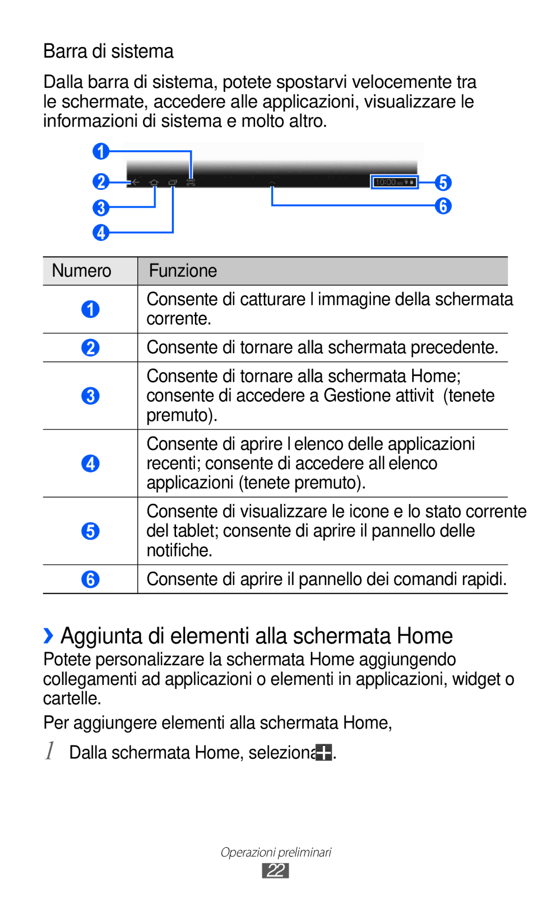 Samsung GT-P7300FKAHUI, GT-P7300UWATUR, GT-P7300UWAITV manual ››Aggiunta di elementi alla schermata Home, Barra di sistema 