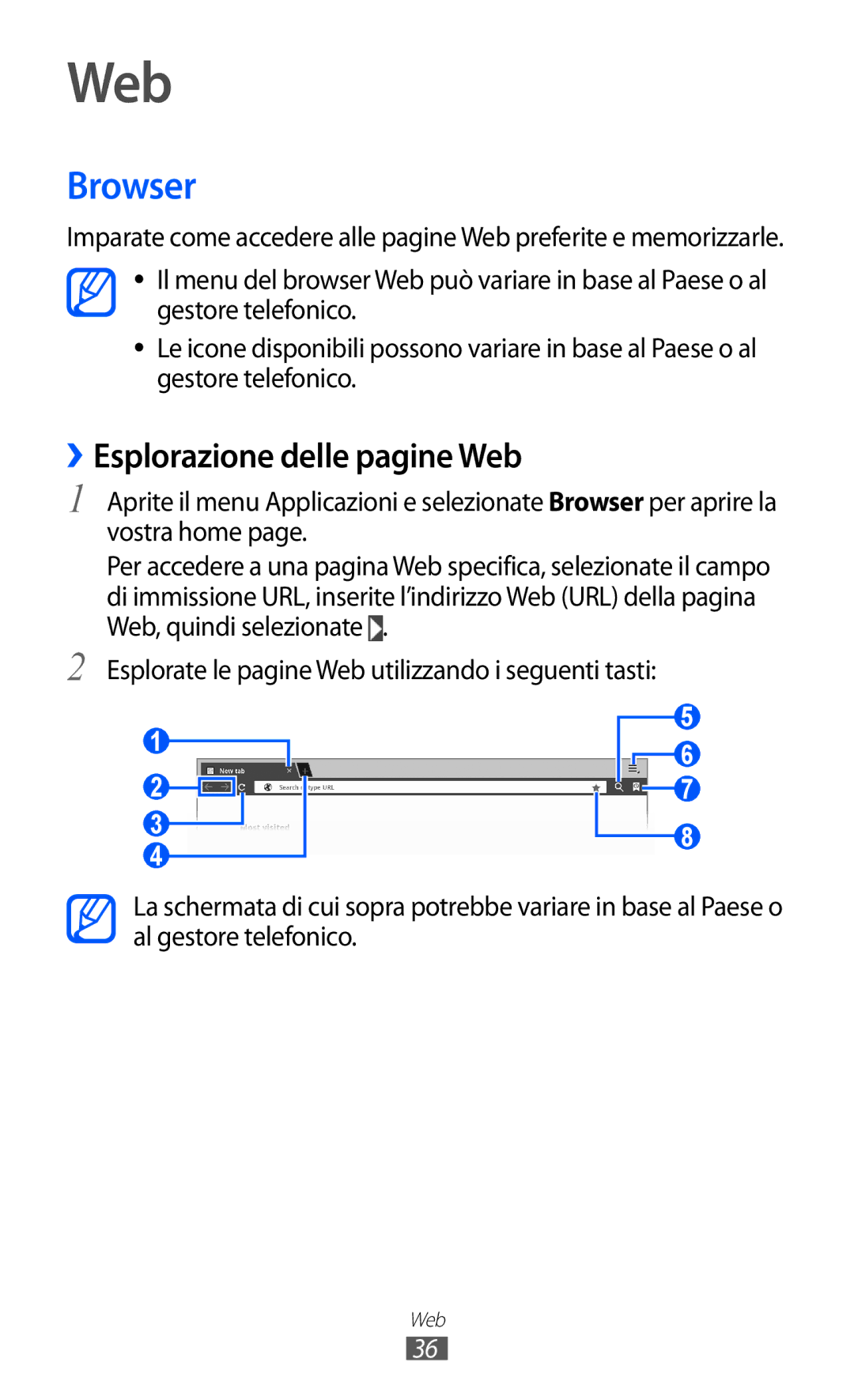 Samsung GT-P7300FKANEE, GT-P7300UWATUR, GT-P7300UWAITV, GT-P7300FKATIM manual Browser, ››Esplorazione delle pagine Web 