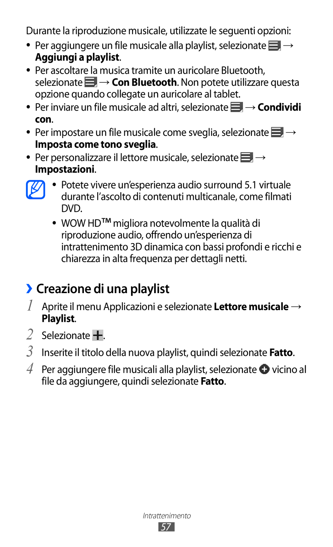 Samsung GT-P7300UWAITV Creazione di una playlist, Aggiungi a playlist, Chiarezza in alta frequenza per dettagli netti 