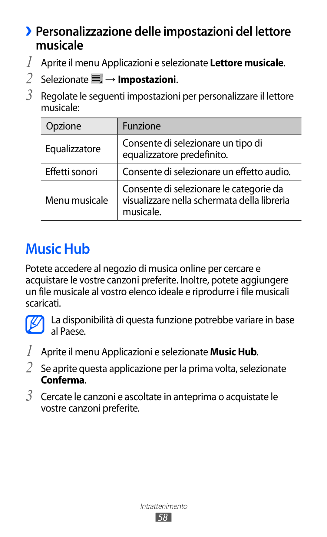 Samsung GT-P7300FKATIM, GT-P7300UWATUR manual Music Hub, ››Personalizzazione delle impostazioni del lettore musicale 