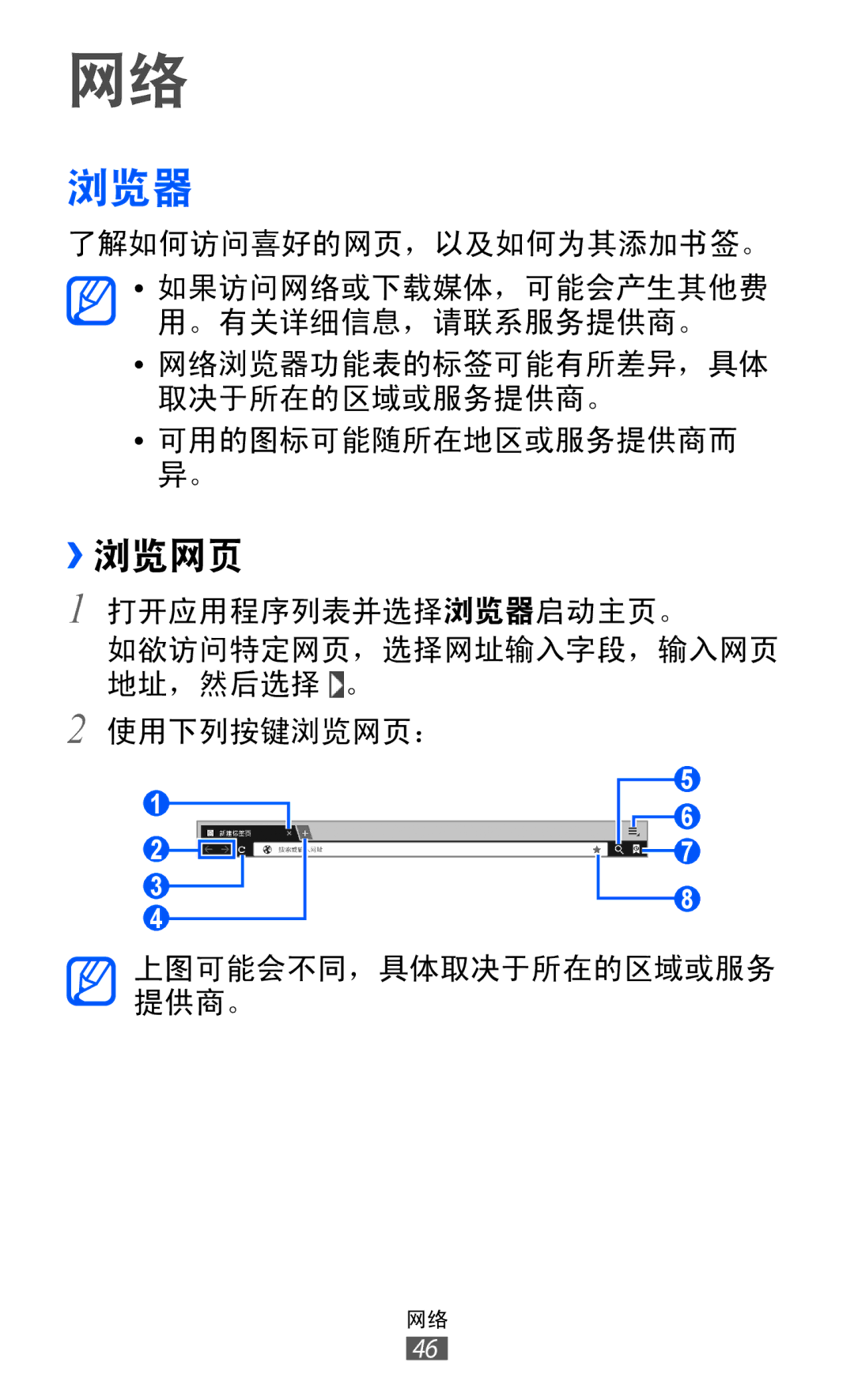 Samsung GT-P7300FKAXXV, GT-P7300UWAXEV, GT-P7300UWAXXV, GT-P7300FKAXEV manual 浏览器, ››浏览网页 