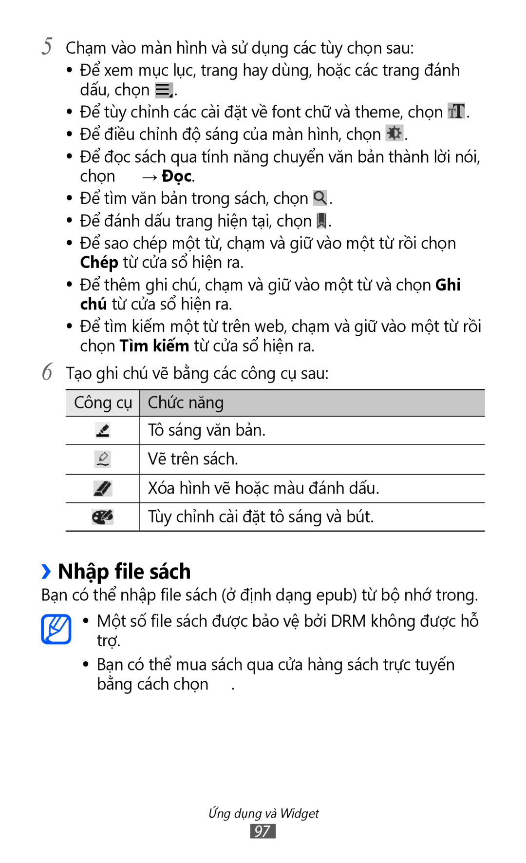 Samsung GT-P7300UWAXXV, GT-P7300UWAXEV, GT-P7300FKAXXV, GT-P7300FKAXEV manual ››Nhập file sách 