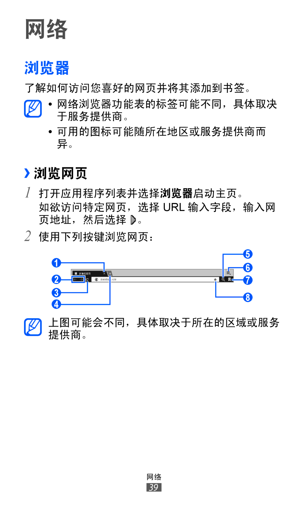 Samsung GT-P7310UWAXXV, GT-P7310FKAXXV, GT-P7310FKAXEV, GT-P7310UWAXEV manual 浏览器, ››浏览网页 