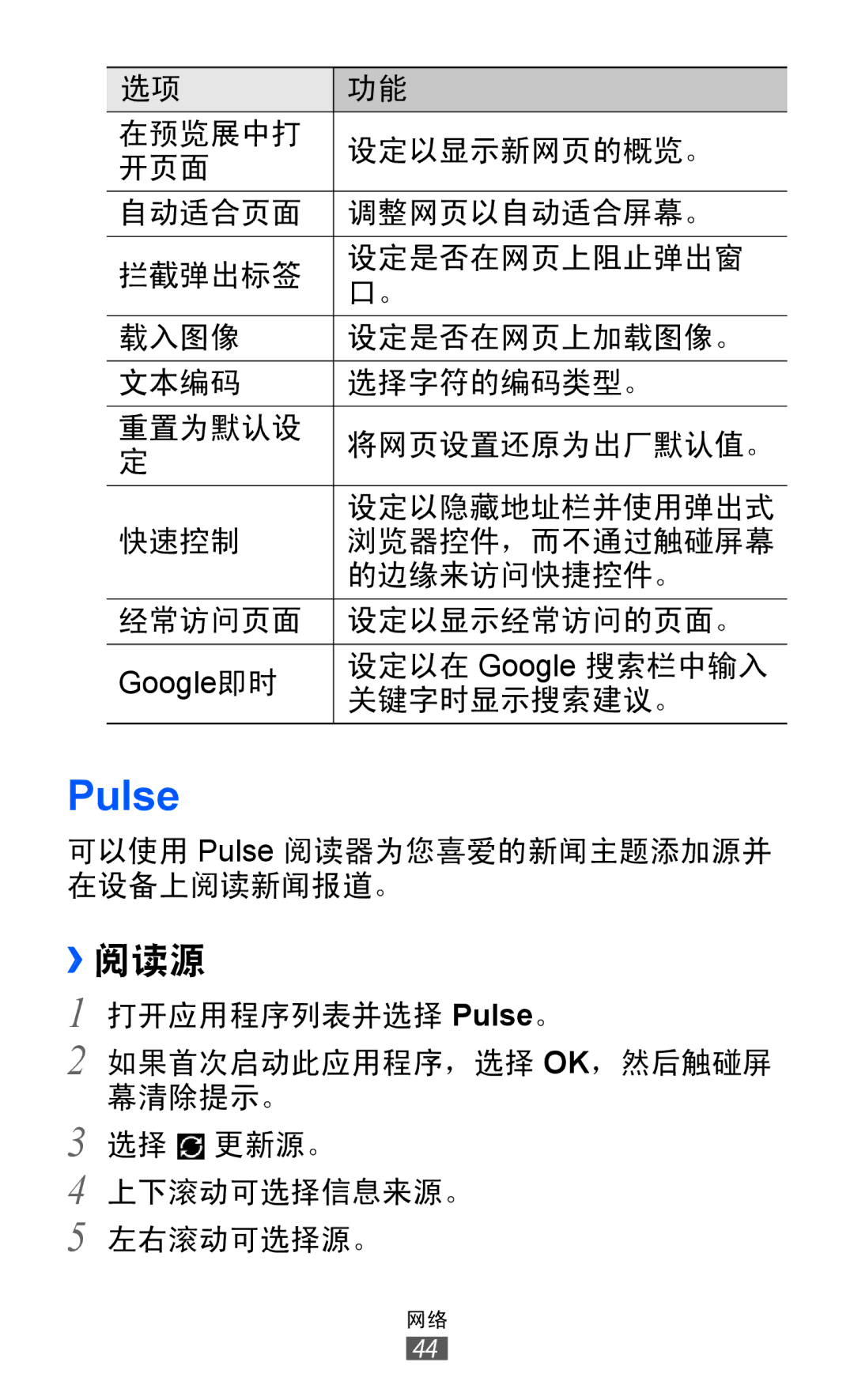 Samsung GT-P7310FKAXXV, GT-P7310FKAXEV, GT-P7310UWAXEV, GT-P7310UWAXXV manual Pulse, ››阅读源 