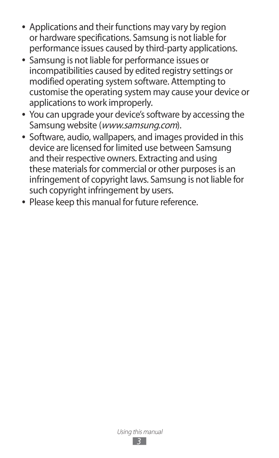 Samsung GT-P7310FKAJED, GT-P7310FKEKSA, GT-P7310FKAKSA, GT-P7310FKEJED Please keep this manual for future reference 