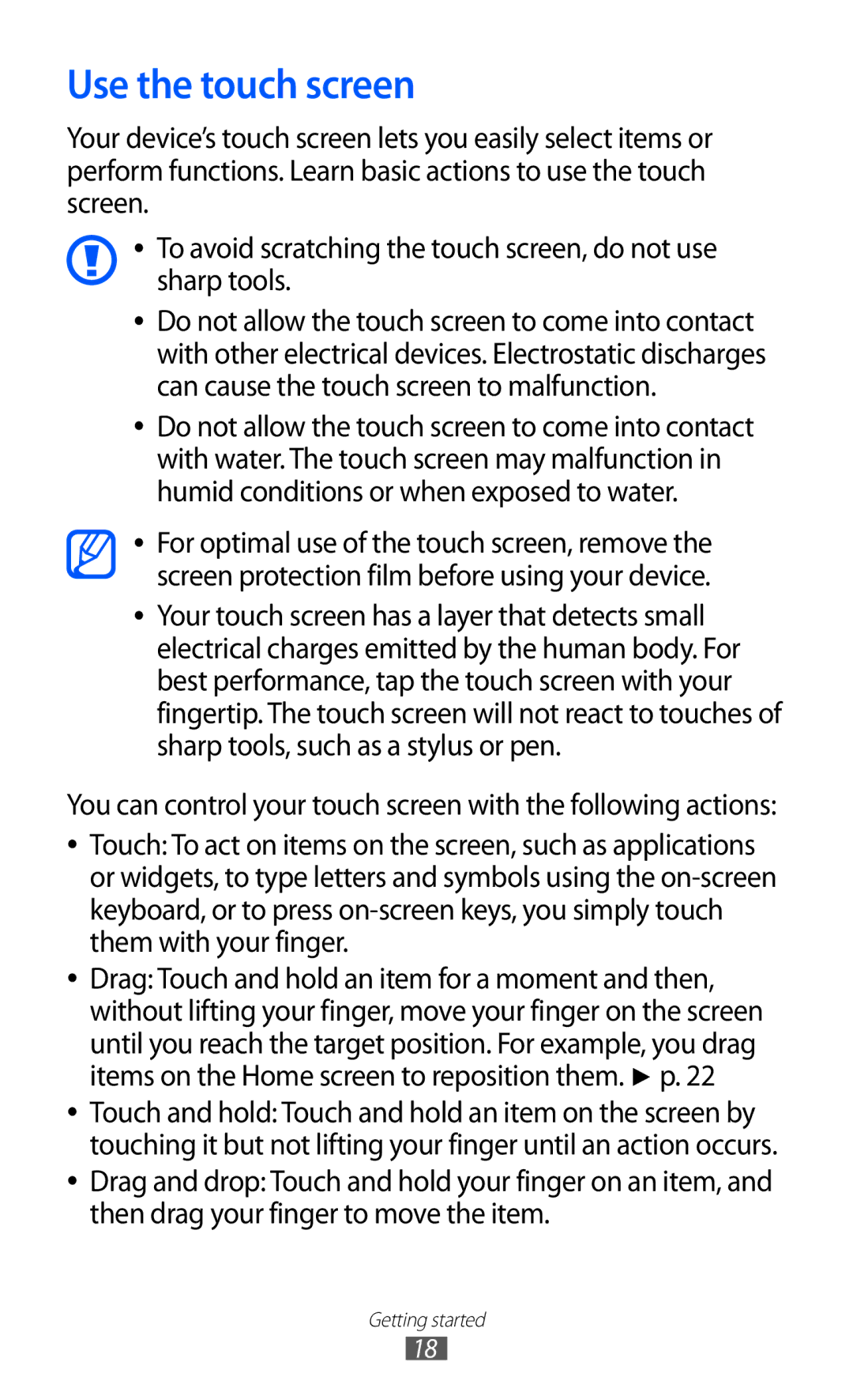 Samsung GT-P7310UWAILO, GT-P7310FKEKSA, GT-P7310FKAKSA, GT-P7310FKEJED, GT-P7310UWAKSA, GT-P7310FKAJED Use the touch screen 