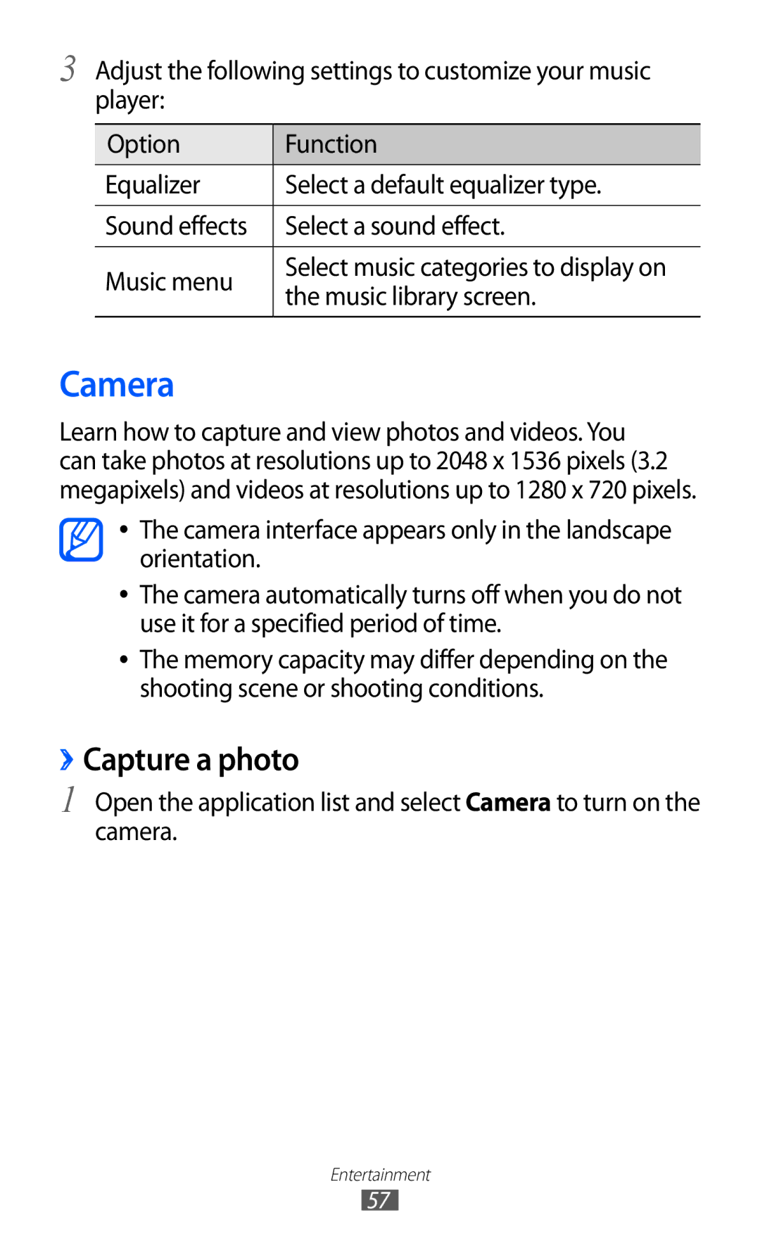 Samsung GT-P7310FKEKSA, GT-P7310FKAKSA, GT-P7310FKEJED, GT-P7310UWAKSA, GT-P7310FKAJED manual Camera, ››Capture a photo 