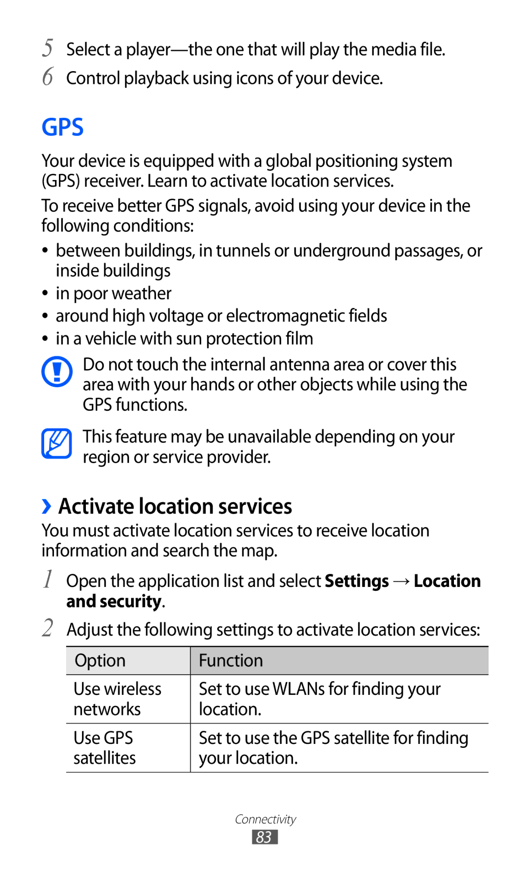 Samsung GT-P7310FKAXSG, GT-P7310FKEKSA, GT-P7310FKAKSA, GT-P7310FKEJED, GT-P7310UWAKSA manual Gps, ››Activate location services 