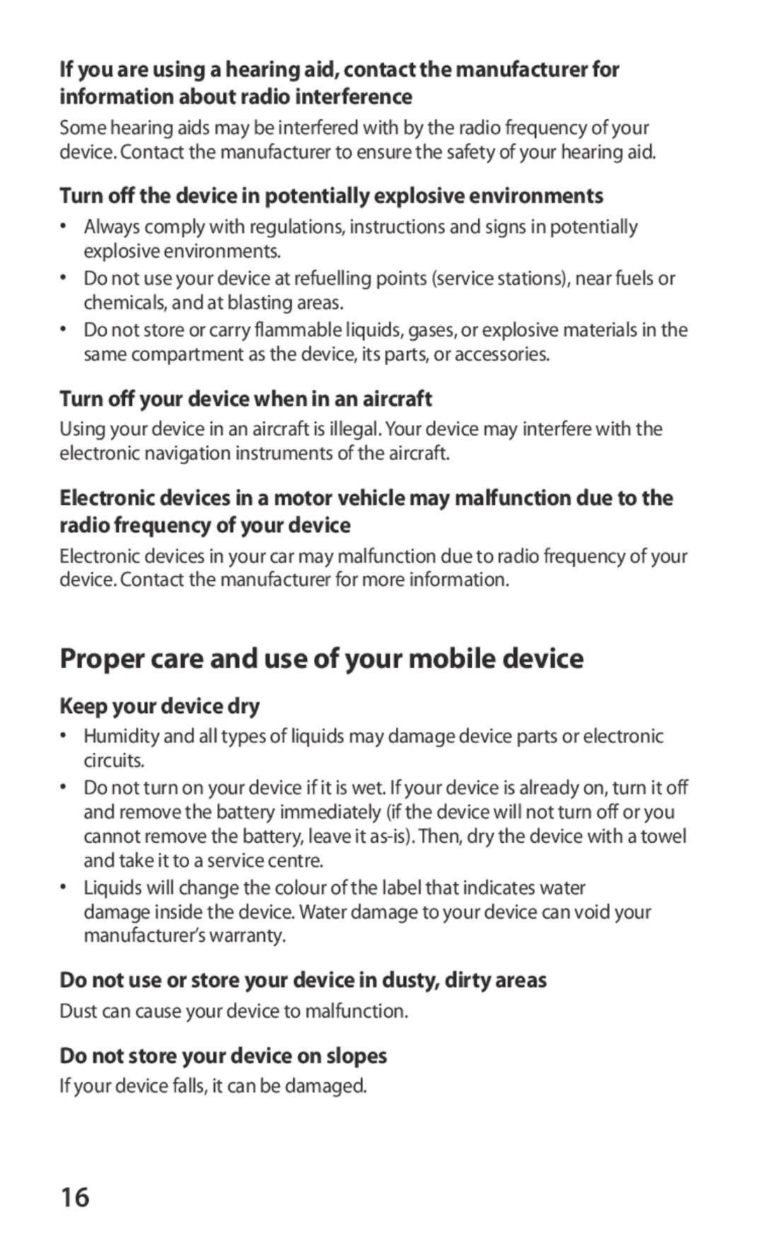 Samsung GT-P7310FKAJED Turn off the device in potentially explosive environments, Turn off your device when in an aircraft 