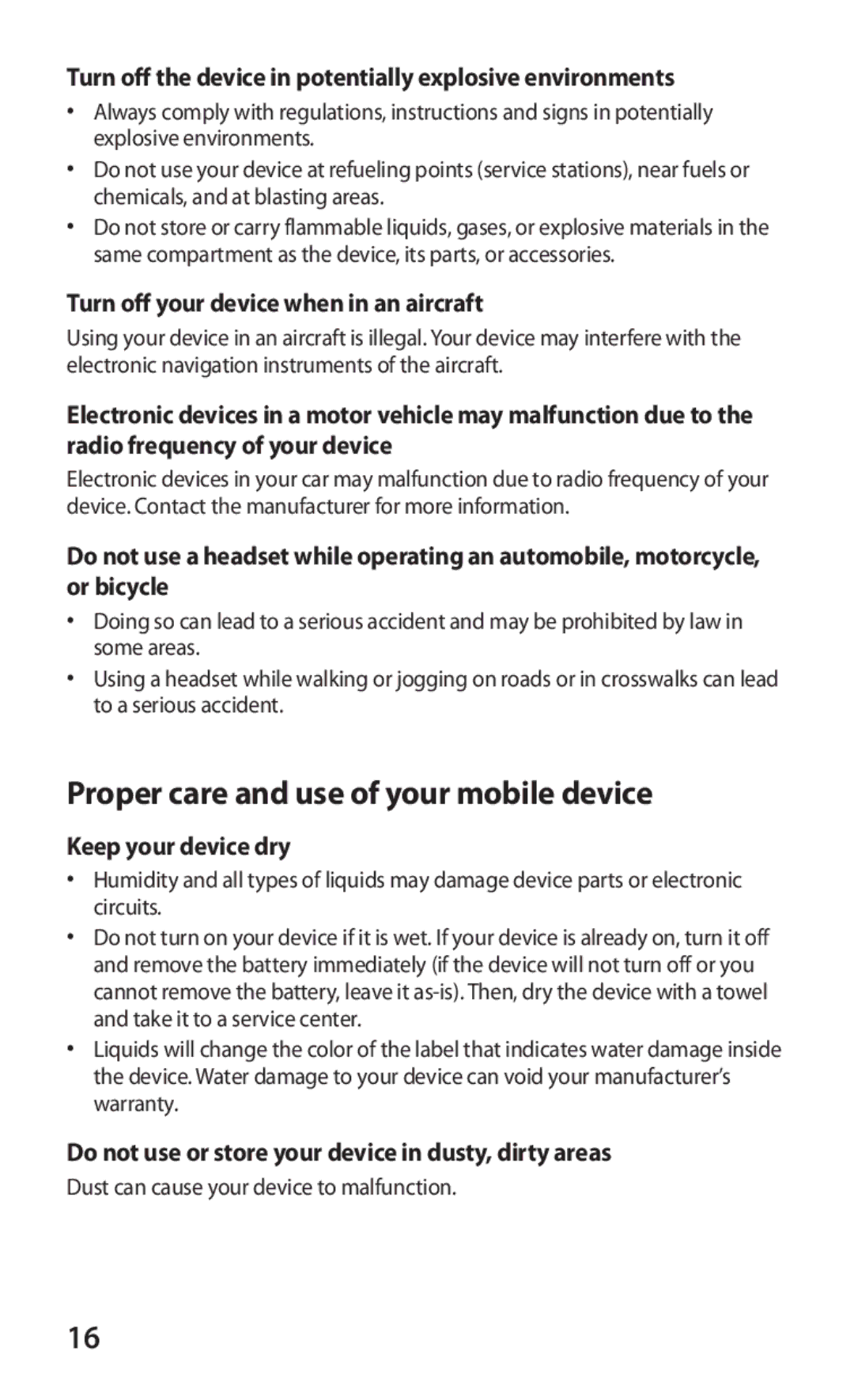 Samsung GT-P7310FKAJED, GT-P7310FKEKSA Proper care and use of your mobile device, Turn off your device when in an aircraft 