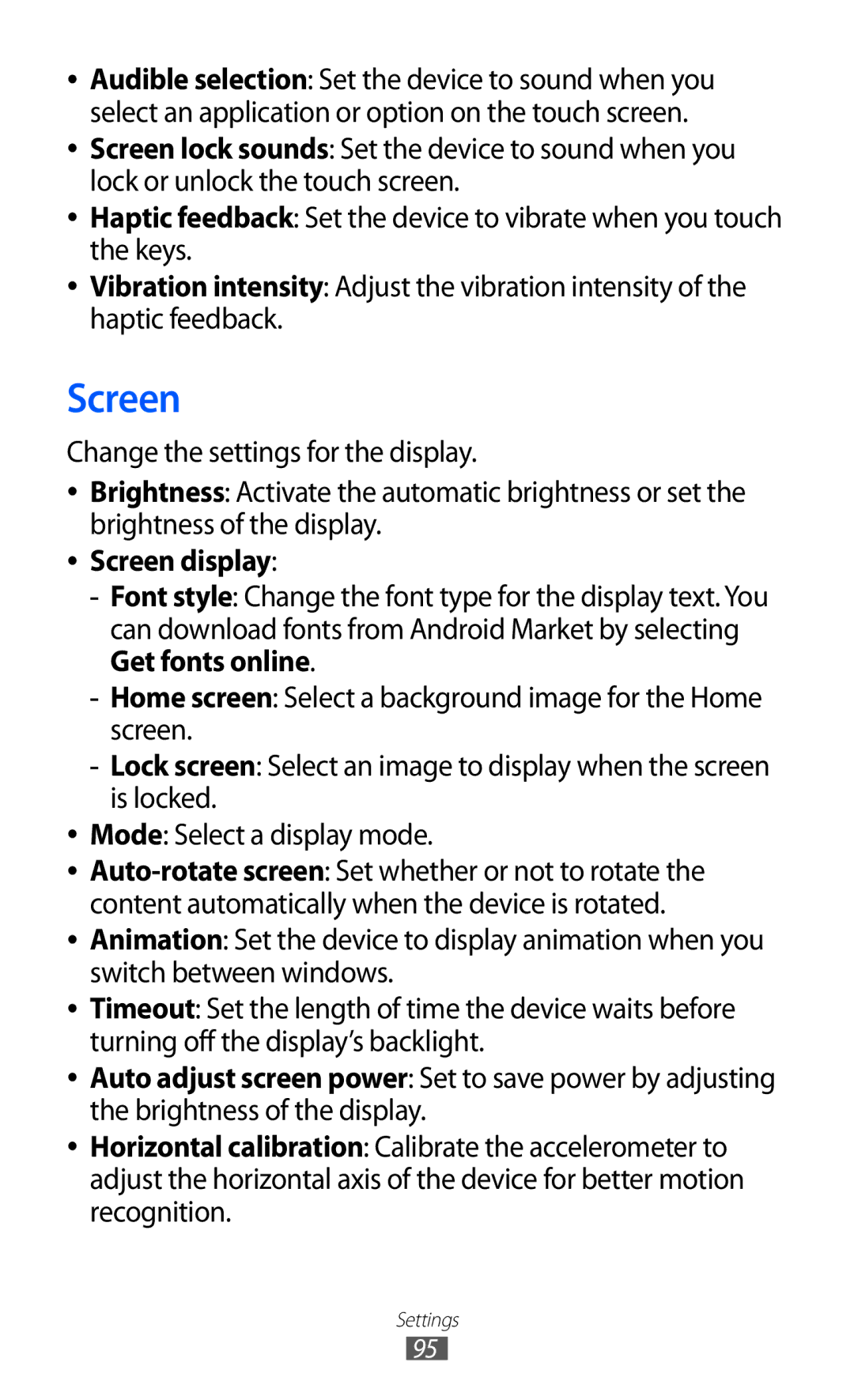 Samsung GT-P7310FKAFOP, GT-P7310FKEXEF, GT-P7310UWEXEF, GT-P7310UWAXEF, GT-P7310FKAXEF, GT-P7310FKAITV manual Screen display 