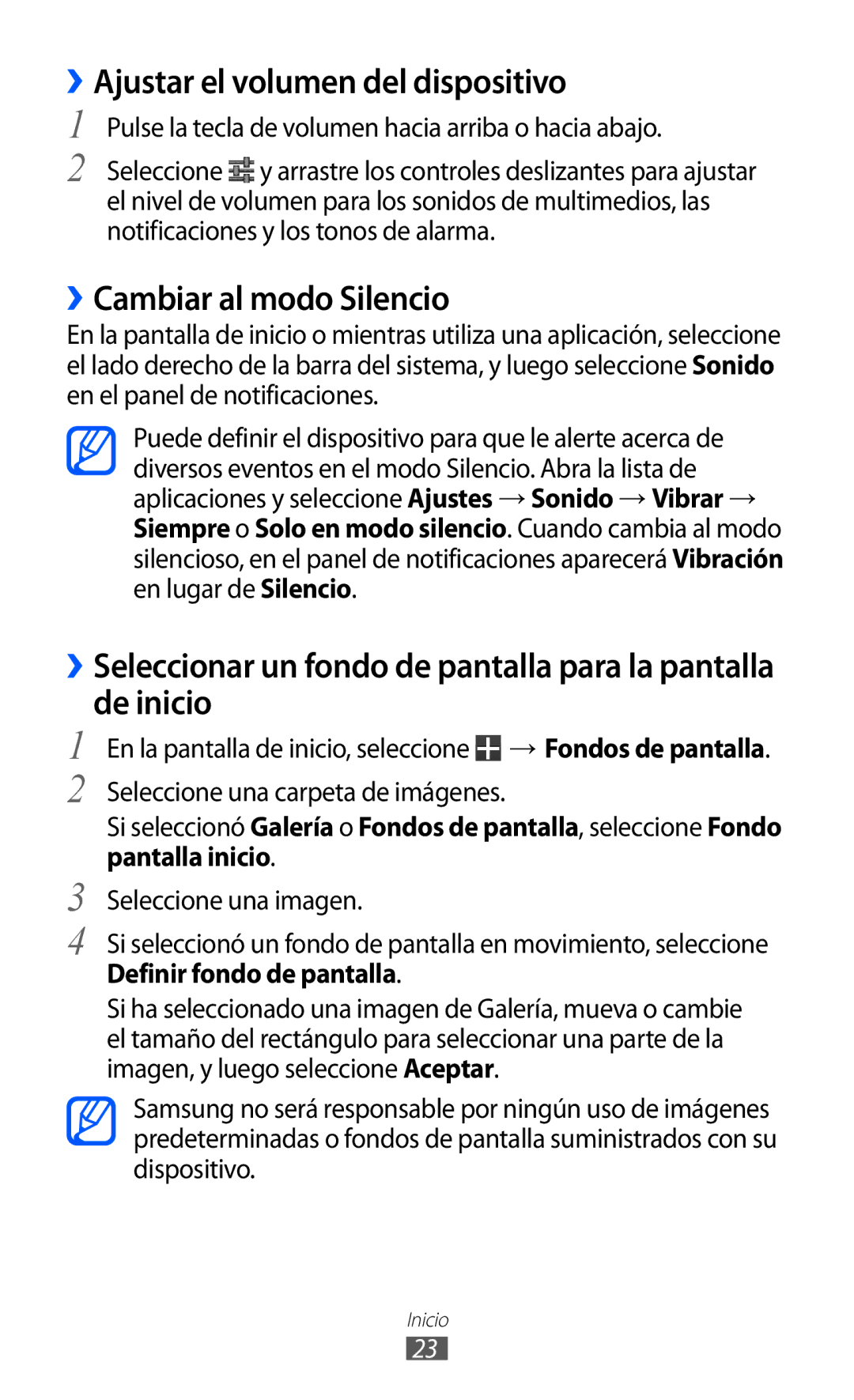 Samsung GT-P7310FKAFOP, GT-P7310UWAFOP manual ››Ajustar el volumen del dispositivo, ››Cambiar al modo Silencio 