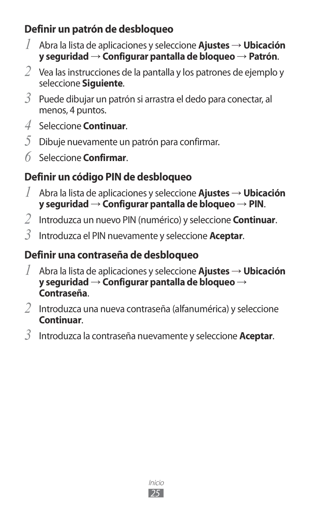 Samsung GT-P7310FKAFOP, GT-P7310UWAFOP manual Definir un patrón de desbloqueo 