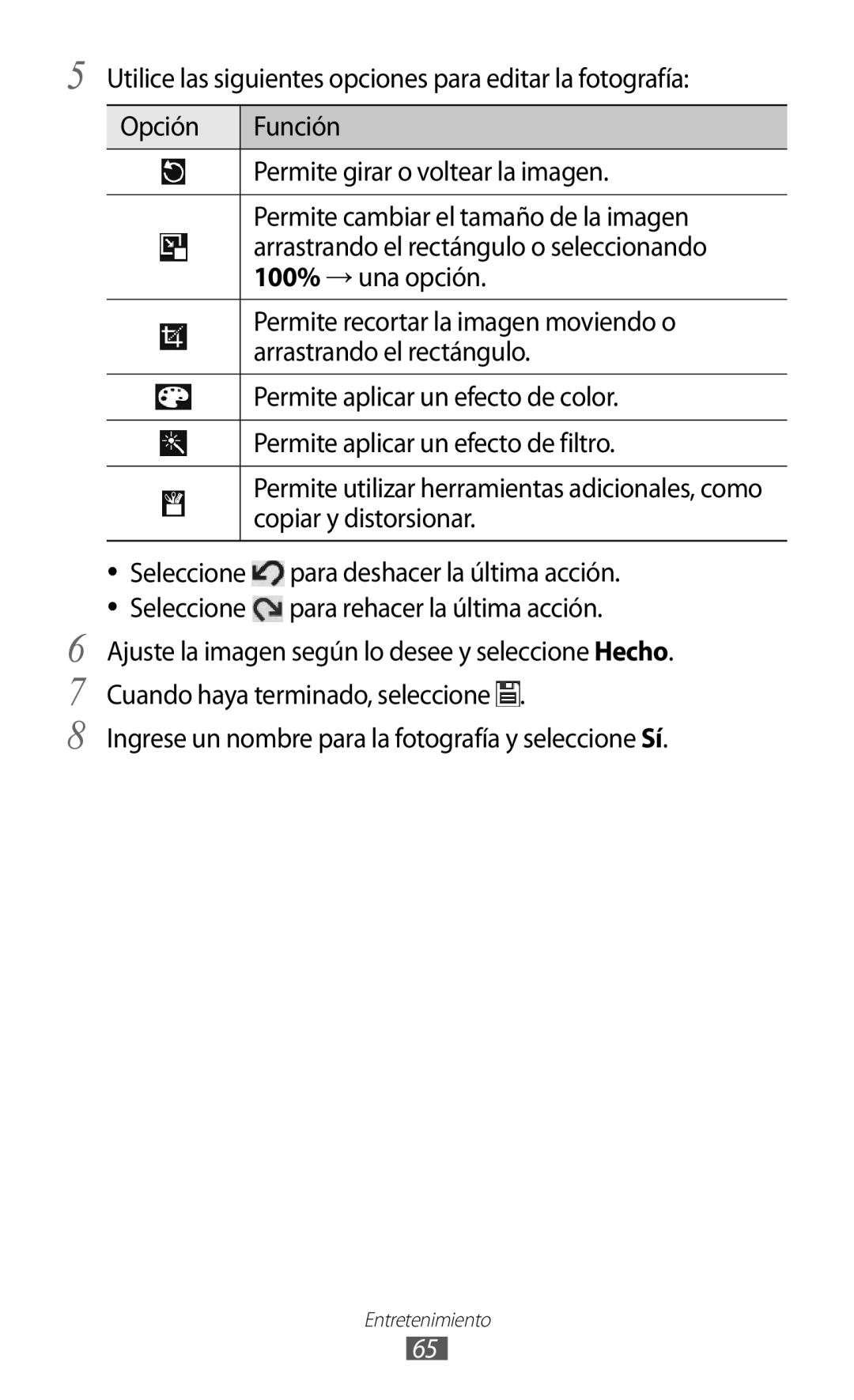 Samsung GT-P7310FKAFOP, GT-P7310UWAFOP manual Copiar y distorsionar, Ingrese un nombre para la fotografía y seleccione Sí 