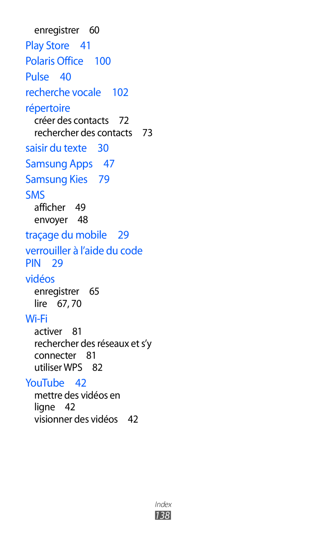 Samsung GT-P7320UWACOV, GT-P7320UWAFTM, GT-P7320FKAFTM manual Mettre des vidéos en ligne Visionner des vidéos , 138 