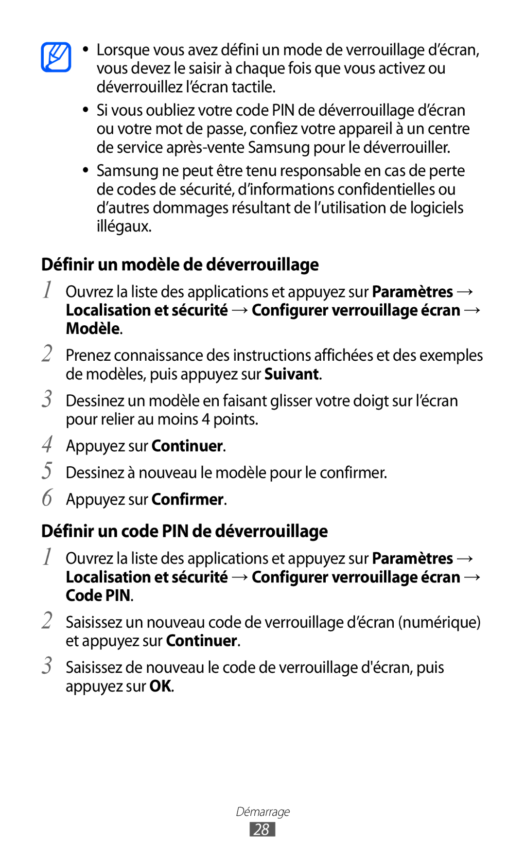 Samsung GT-P7320UWAFTM, GT-P7320UWACOV, GT-P7320FKAFTM manual Définir un modèle de déverrouillage 