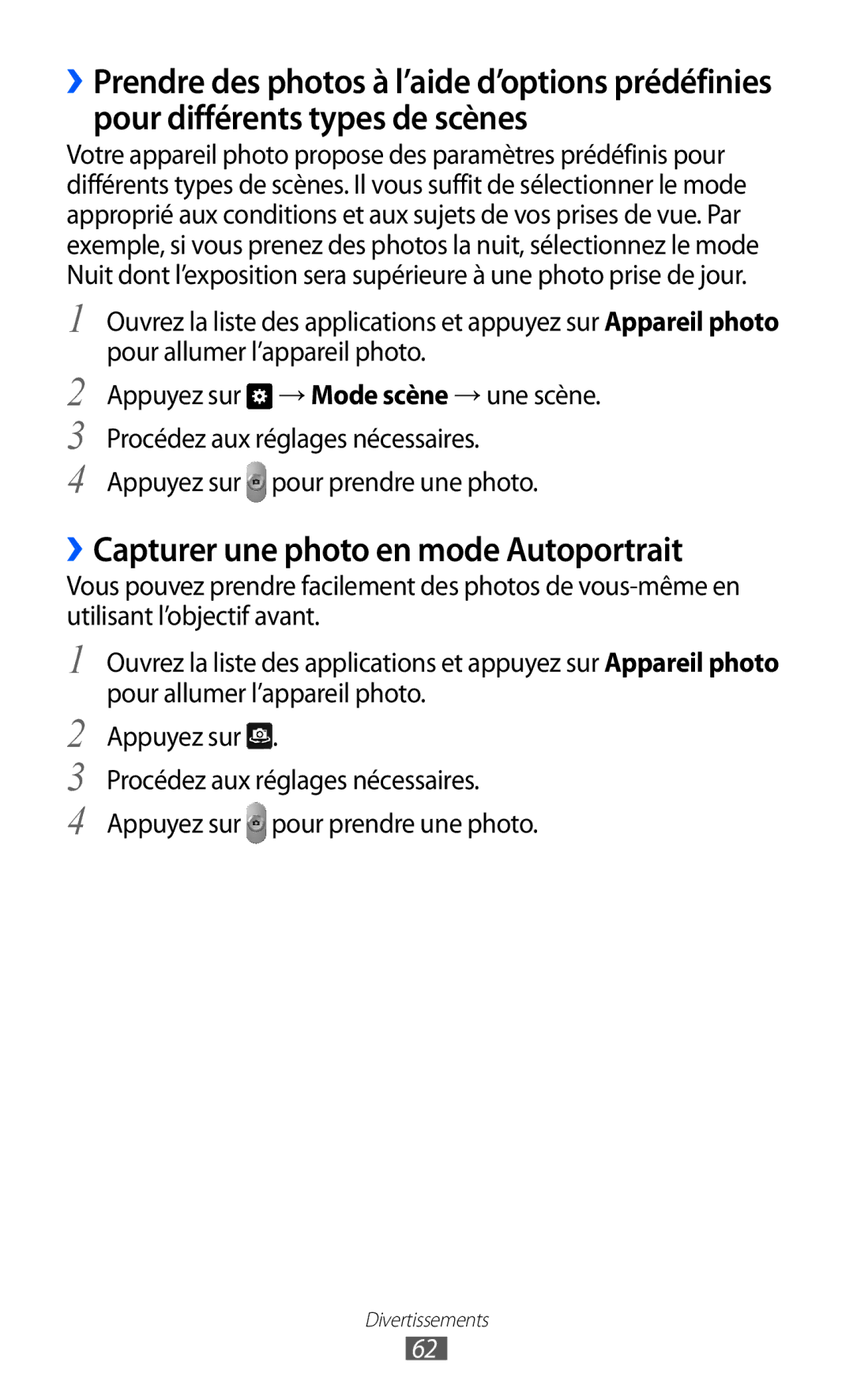 Samsung GT-P7320FKAFTM, GT-P7320UWACOV manual ››Capturer une photo en mode Autoportrait, Appuyez sur pour prendre une photo 