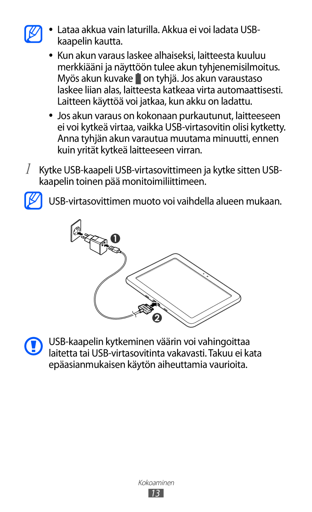 Samsung GT-P7320FKANEE, GT-P7320UWANEE, GT-P7320UWATSF, GT-P7320UWAELS manual Kokoaminen 