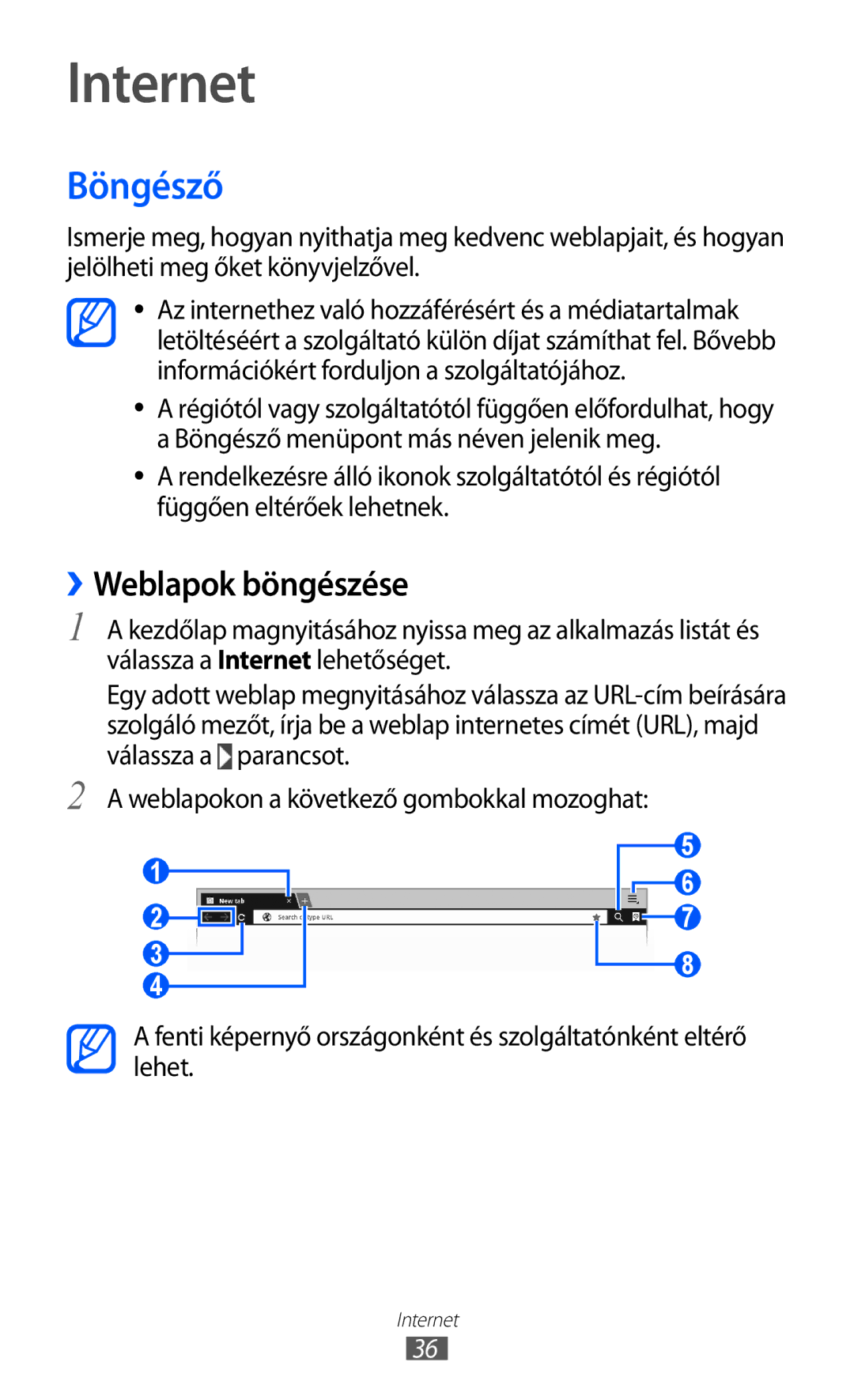 Samsung GT-P7320UWAPAN, GT-P7320FKATMH, GT-P7320FKAPAN, GT-P7320UWATMH manual Internet, Böngésző, ››Weblapok böngészése 