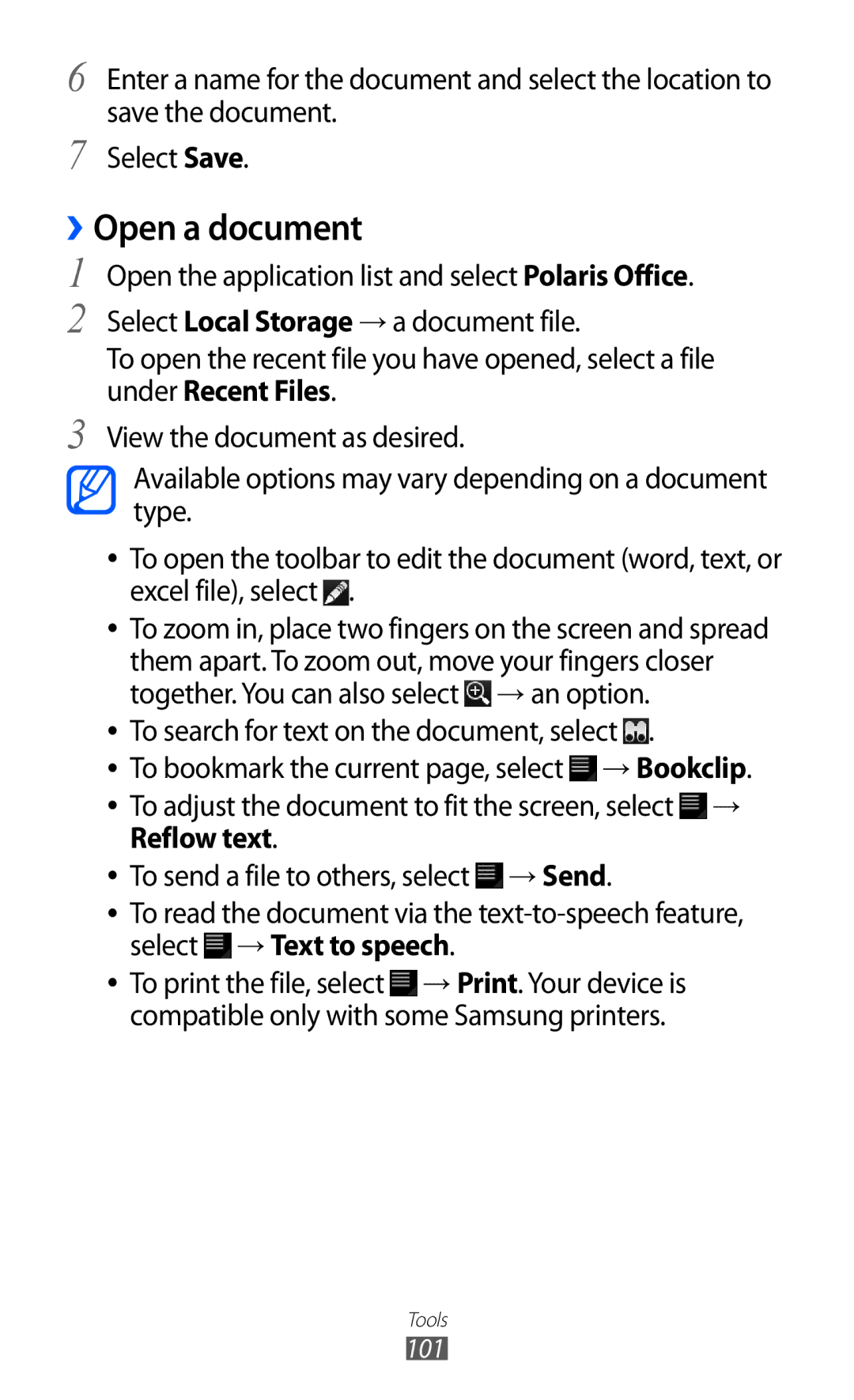 Samsung GT-P7320UWAFTM, GT-P7320UWAVD2, GT-P7320FKAOPT, GT-P7320FKATMN, GT-P7320UWADTM, GT-P7320UWACOV manual ››Open a document 