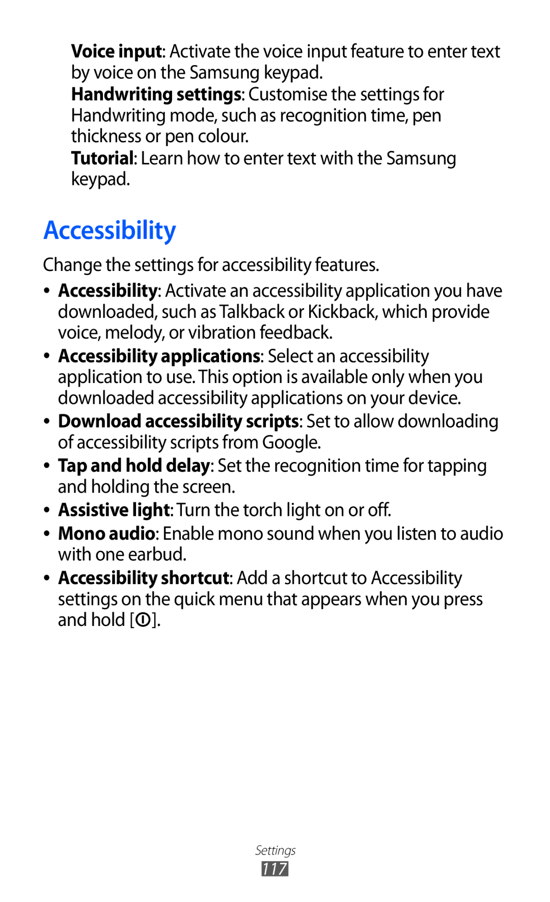 Samsung GT-P7320UWATMH, GT-P7320UWAVD2 manual Accessibility, Tutorial Learn how to enter text with the Samsung keypad 