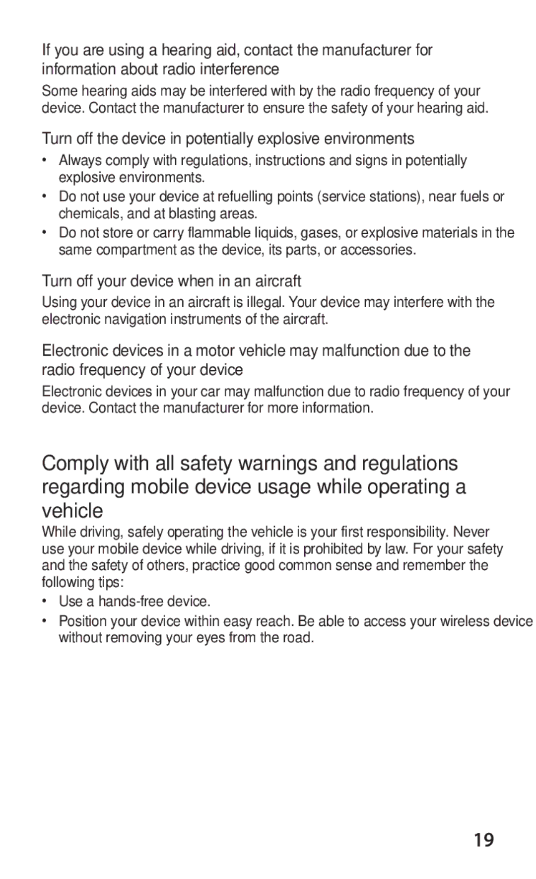 Samsung GT-P7320FKAOPT Turn off the device in potentially explosive environments, Turn off your device when in an aircraft 