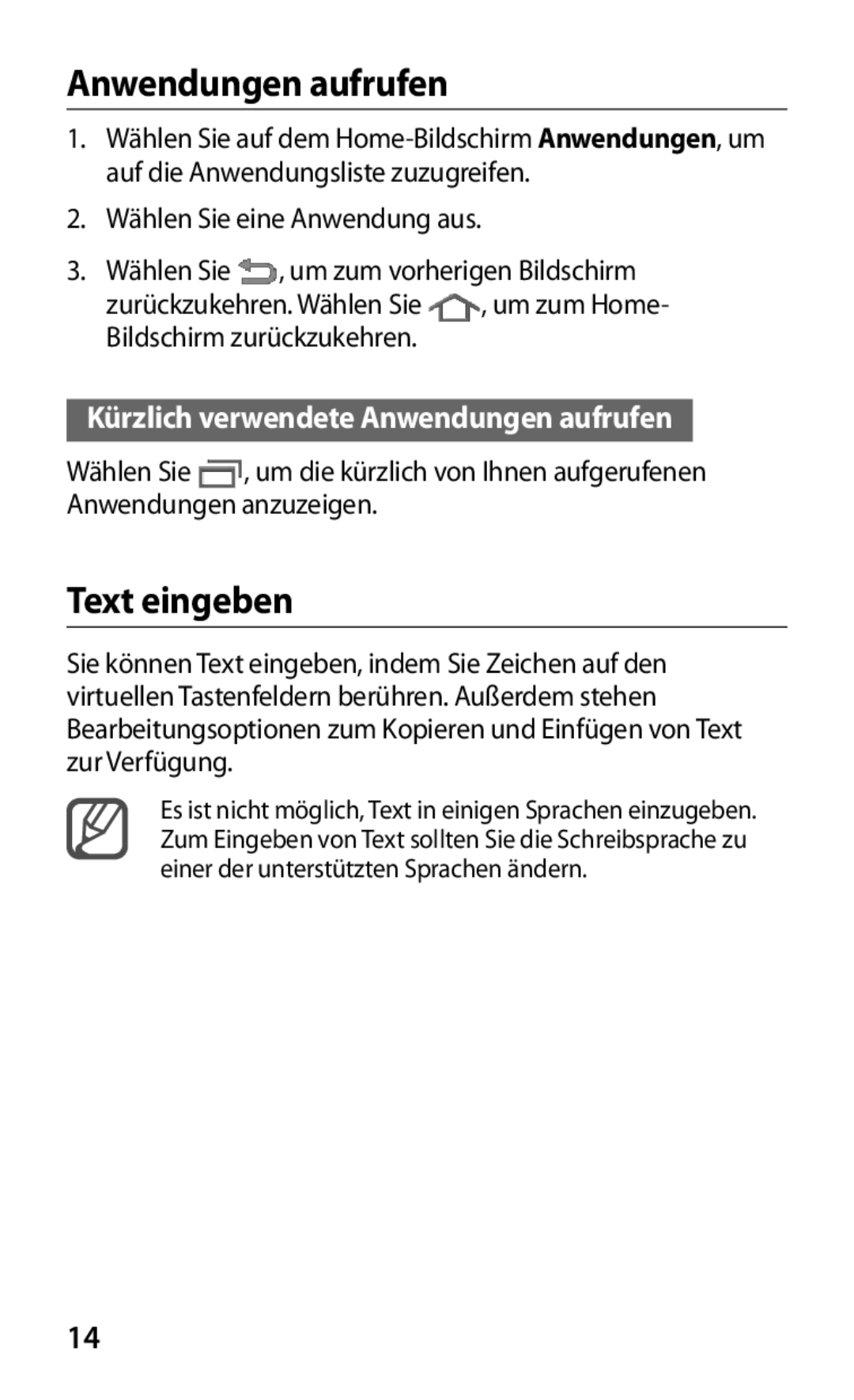 Samsung GT-P7320UWACOV, GT-P7320UWAVD2, GT-P7320FKAOPT, GT-P7320FKATMN, GT-P7320UWADTM Anwendungen aufrufen, Text eingeben 