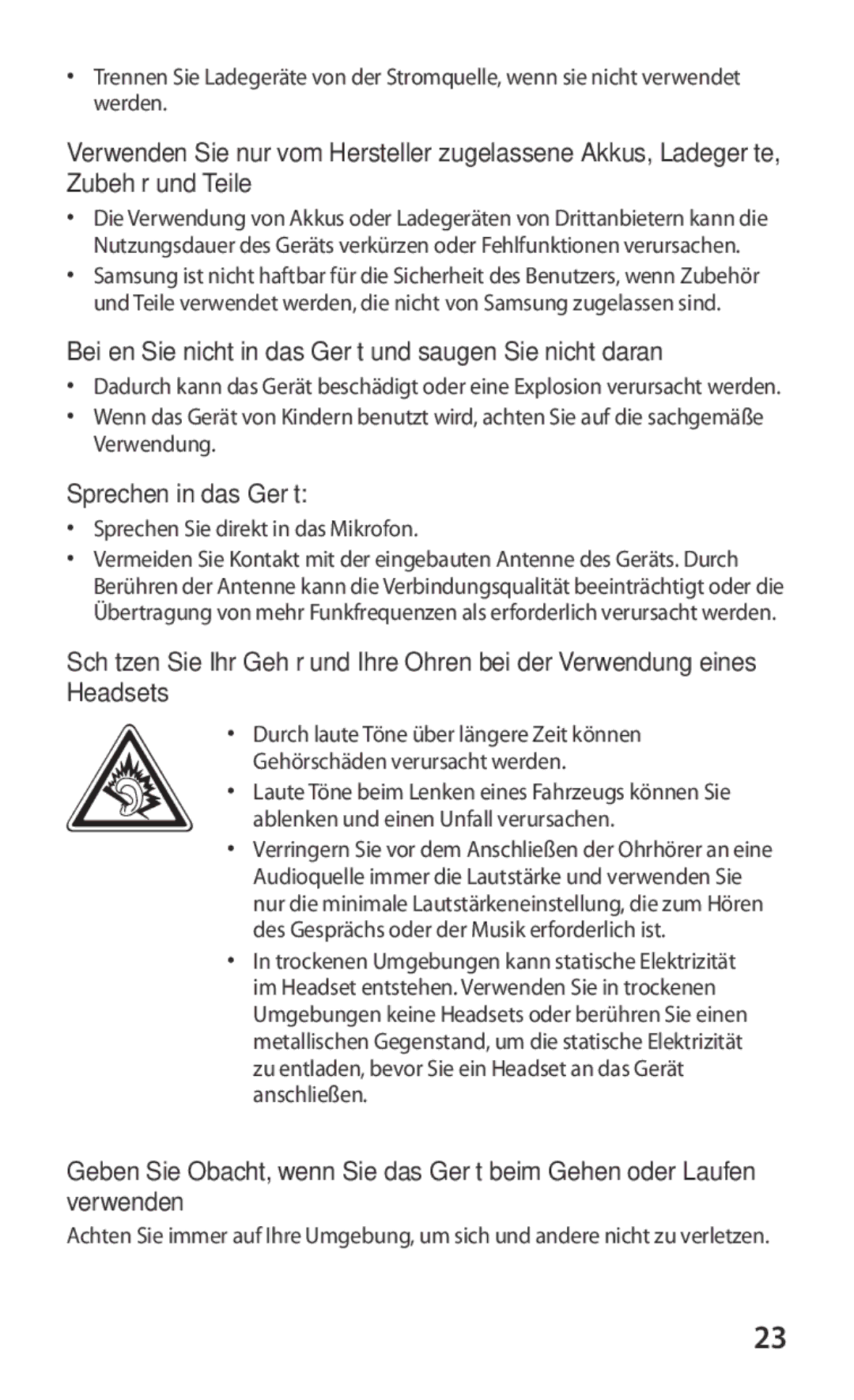 Samsung GT-P7320UWADTM, GT-P7320UWAVD2 Beißen Sie nicht in das Gerät und saugen Sie nicht daran, Sprechen in das Gerät 