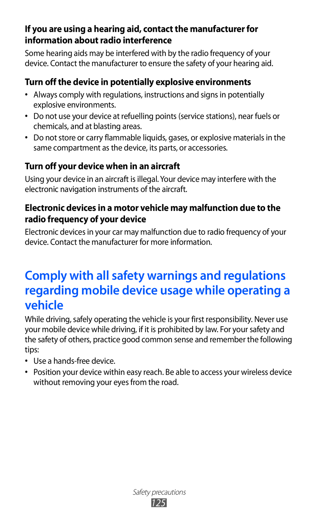 Samsung GT-P7320UWAFTM Turn off the device in potentially explosive environments, Turn off your device when in an aircraft 